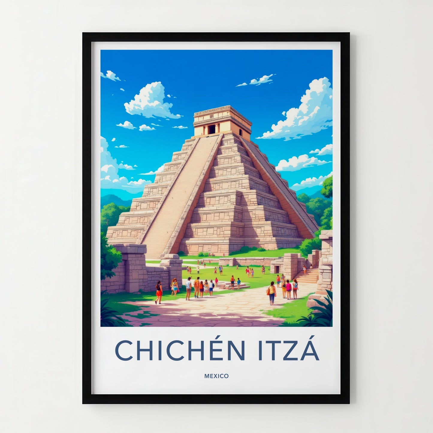 Chichen Itza Poster - Mexico Travel Art - Ancient Mayan Pyramid Home Decor