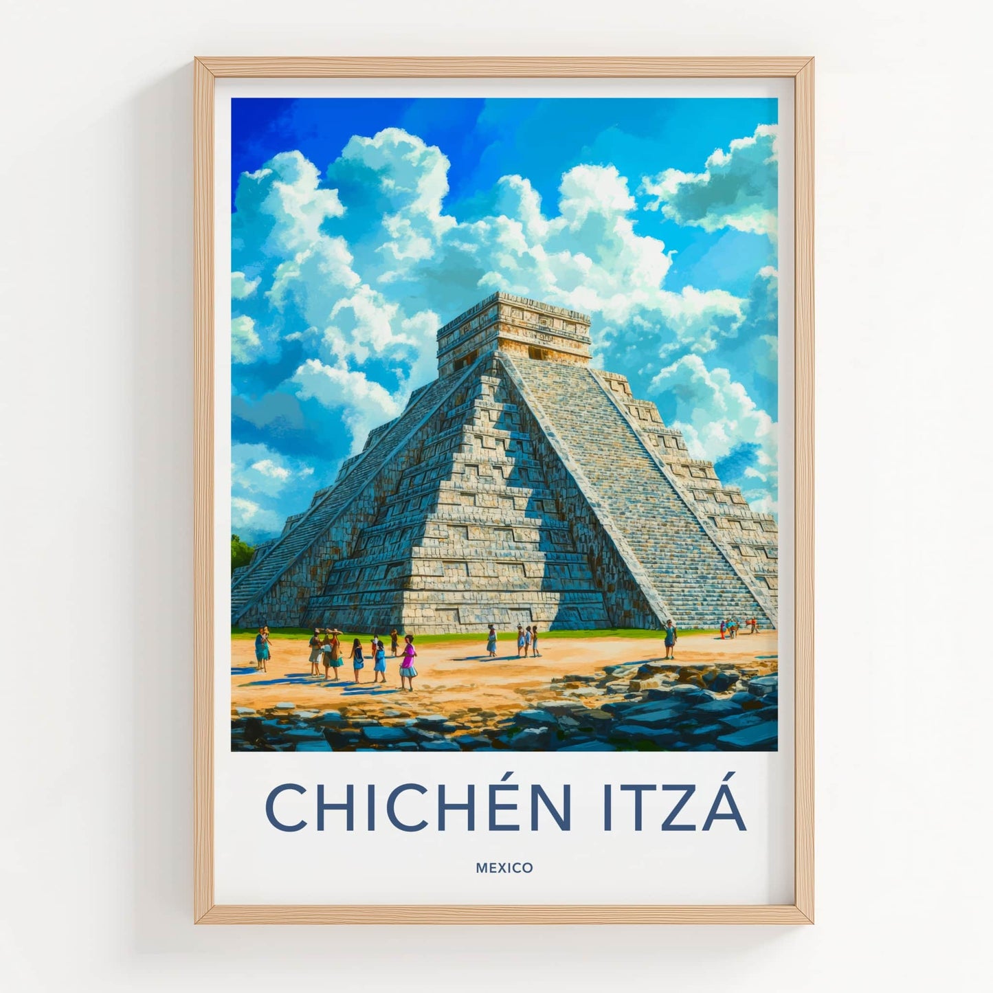 Chichen Itza Poster - Mexico Travel Art - Ancient Stone Pyramid Home Decor