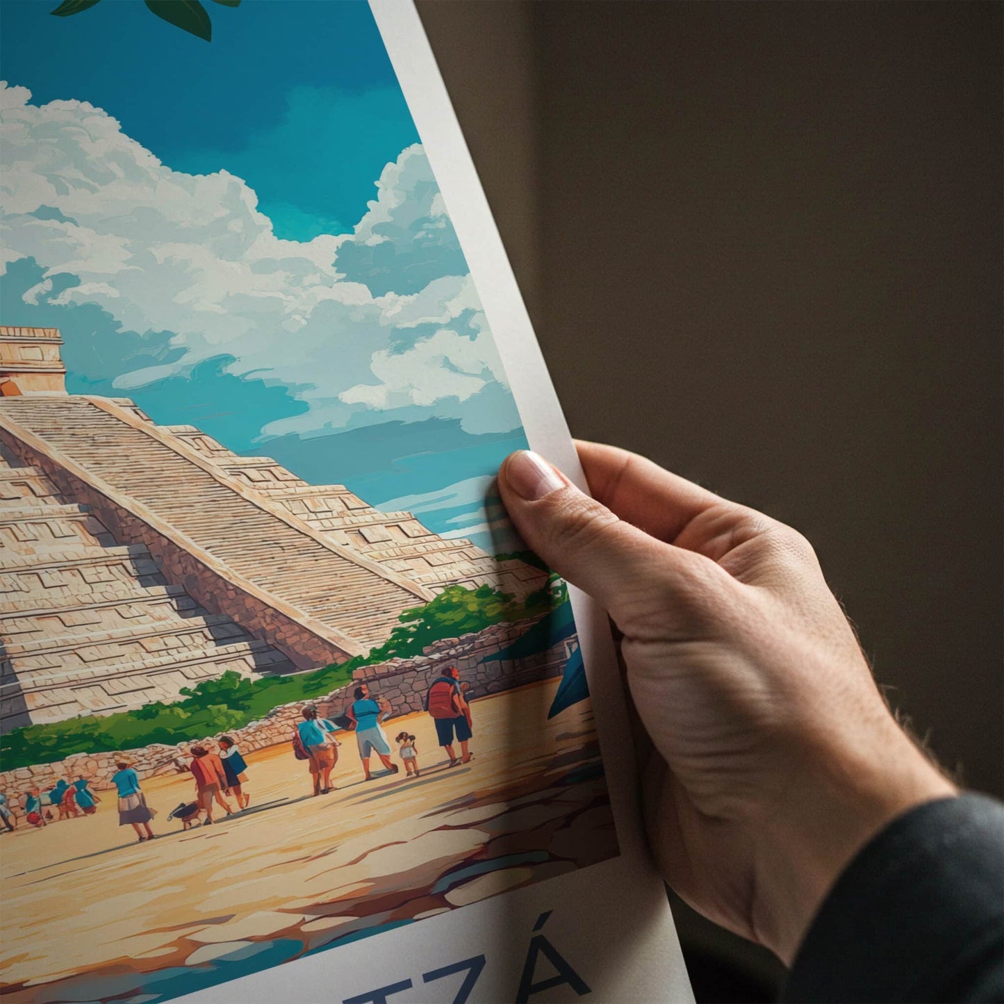 Chichen Itza Poster - Mexico Travel Art - Ancient Stone Pyramid Wall Decor
