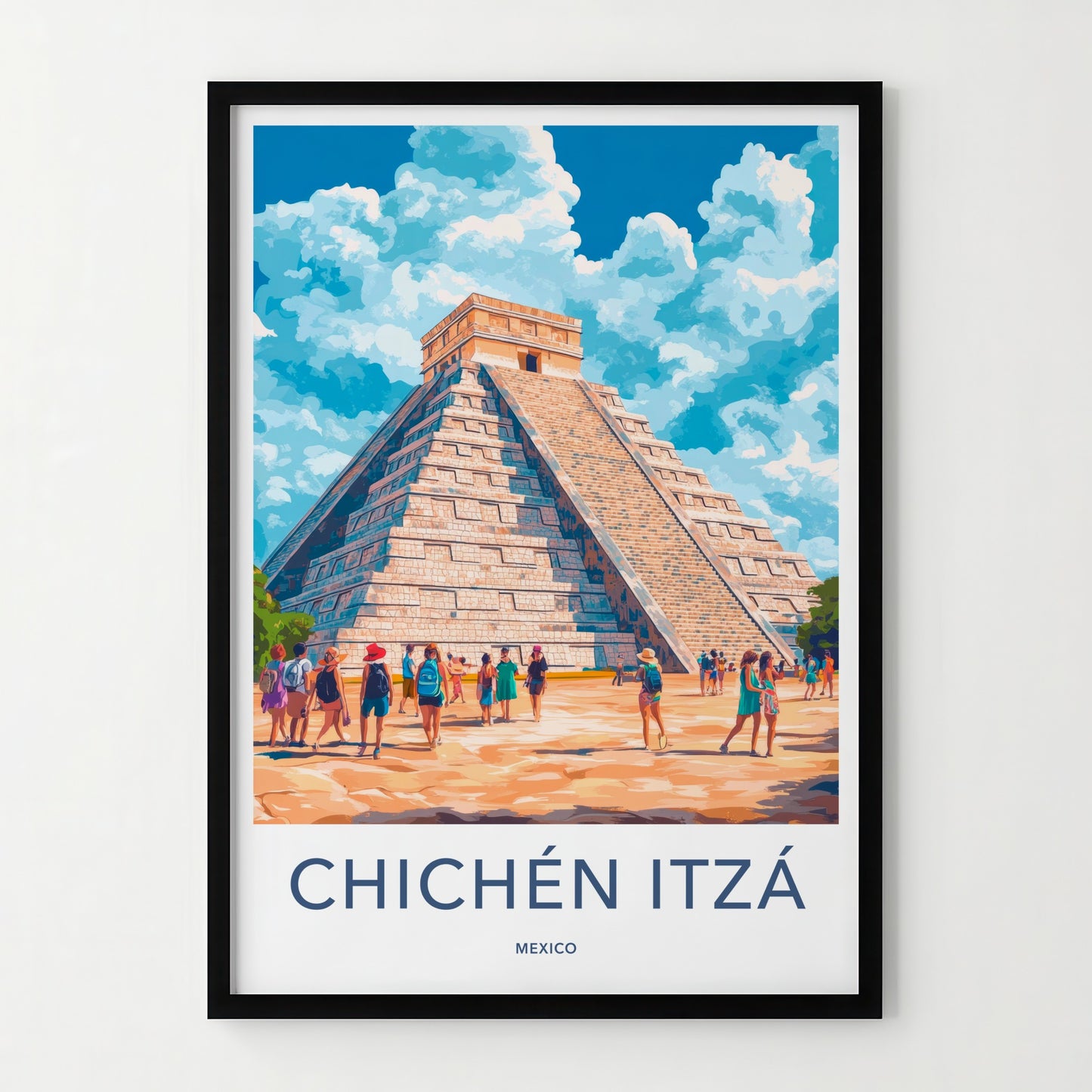 Chichen Itza Poster - Mexico Travel Art - El Castillo Pyramid Home Decor