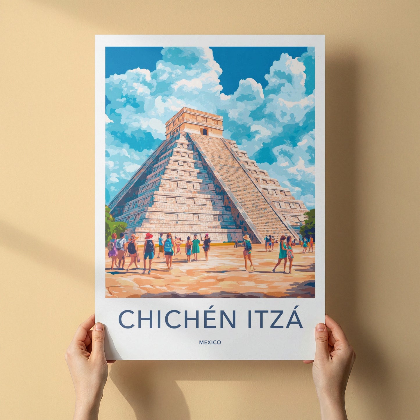 Chichen Itza Poster - Mexico Travel Art - El Castillo Pyramid Home Decor