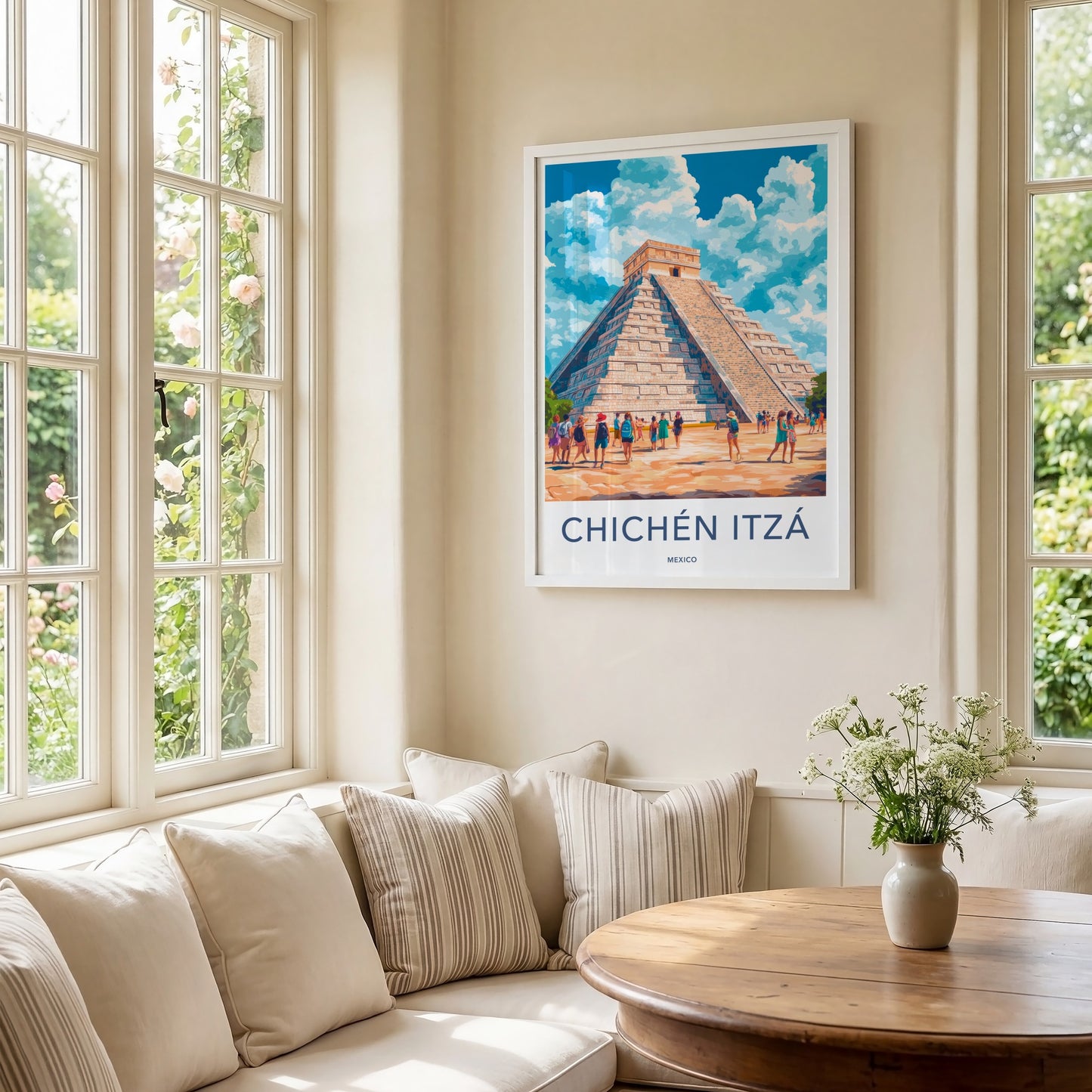 Chichen Itza Poster - Mexico Travel Art - El Castillo Pyramid Home Decor