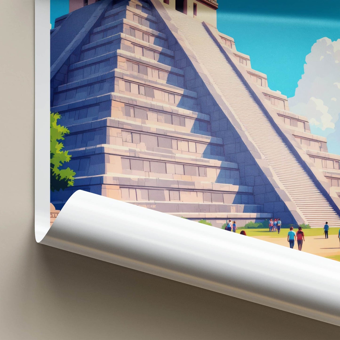 Chichen Itza Poster - Mexico Travel Art - El Castillo Pyramid Home Decor