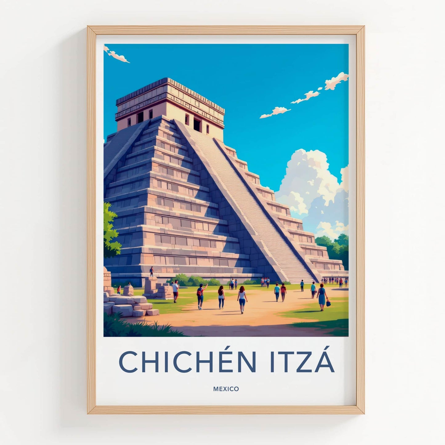 Chichen Itza Poster - Mexico Travel Art - El Castillo Pyramid Home Decor
