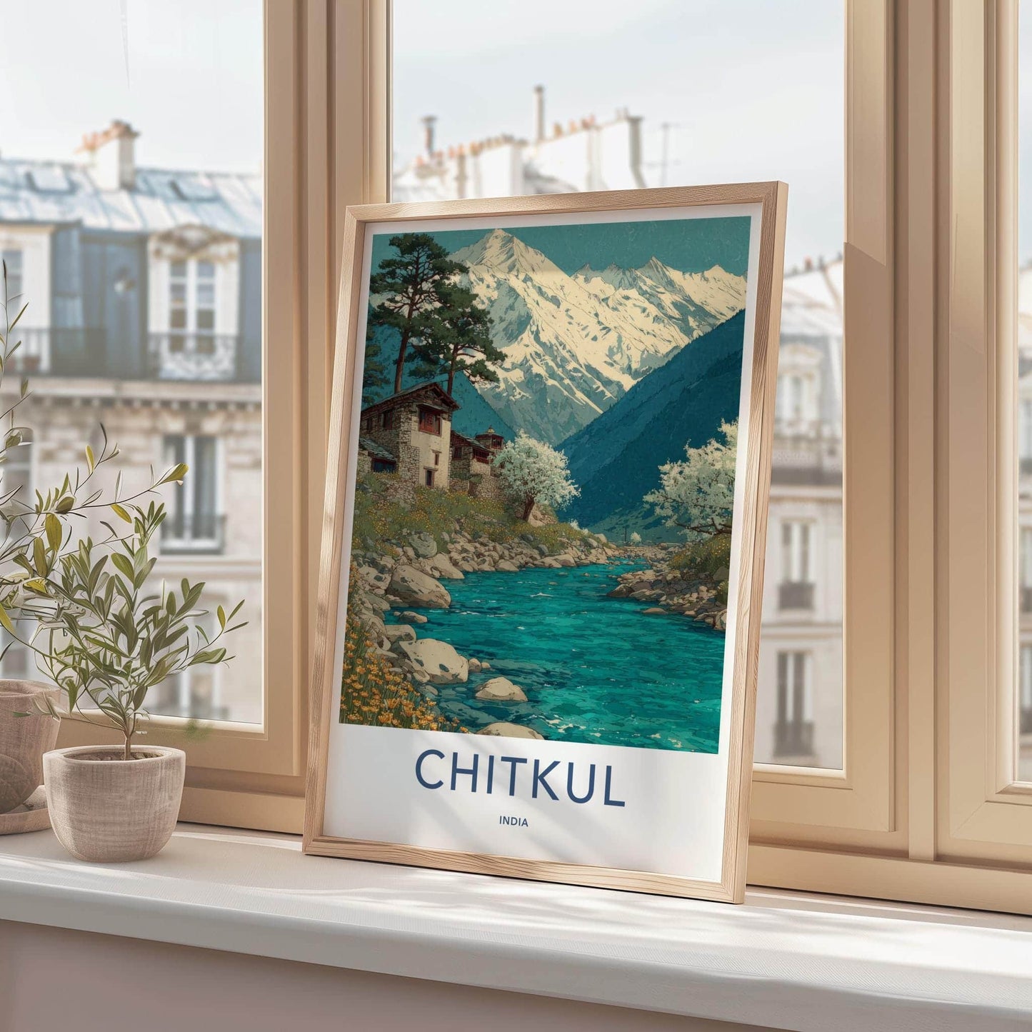 Chitkul Poster - India Scenic Art - Himachal Himalayan River Wall Decor
