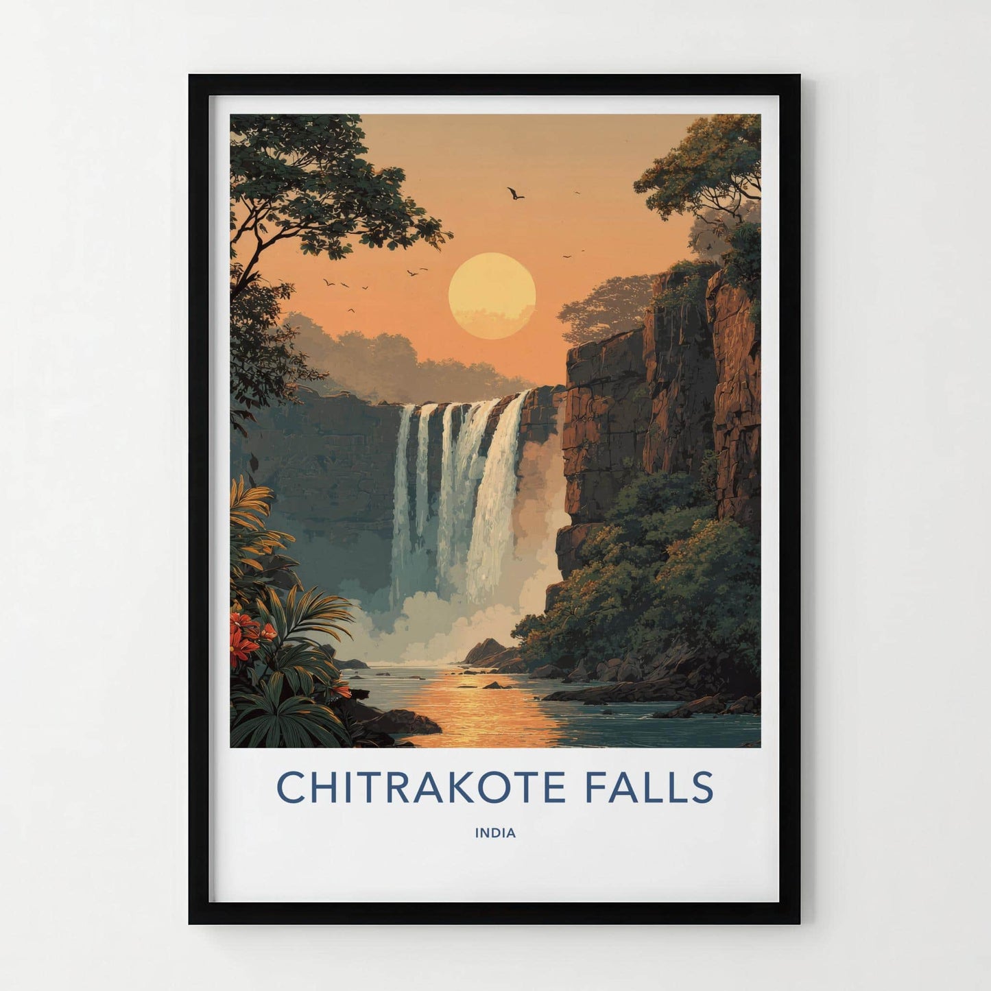 Chitrakote Falls Poster - India Wall Art - Chhattisgarh Lush Jungle Falls Gift