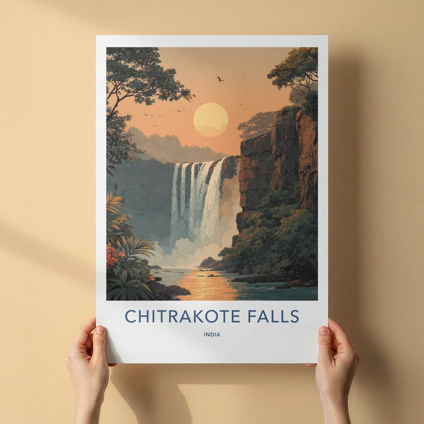 Chitrakote Falls Poster - India Wall Art - Chhattisgarh Lush Jungle Falls Gift