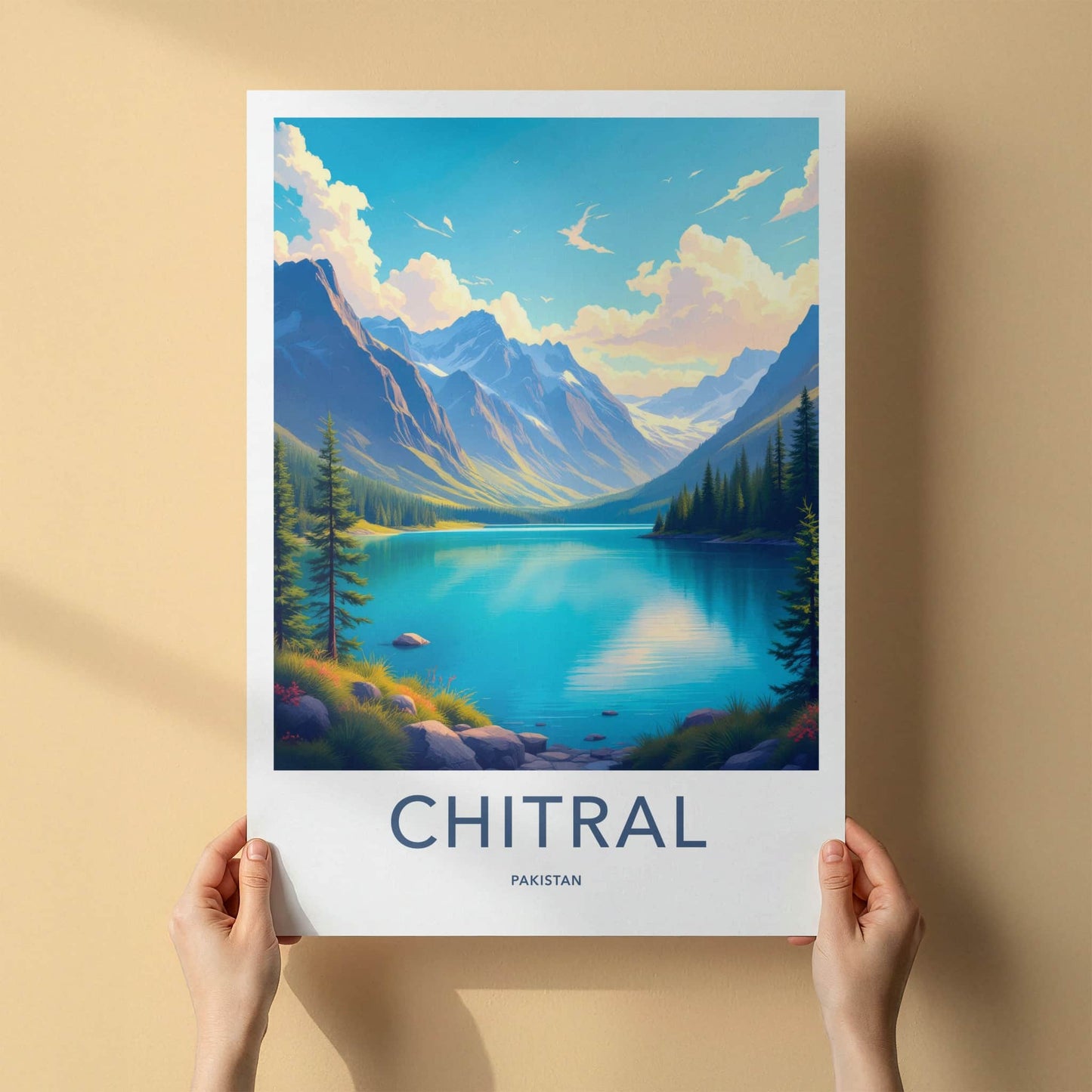 Chitral Poster - Pakistan Travel Art - Scenic Mountain Lake Wall Decor