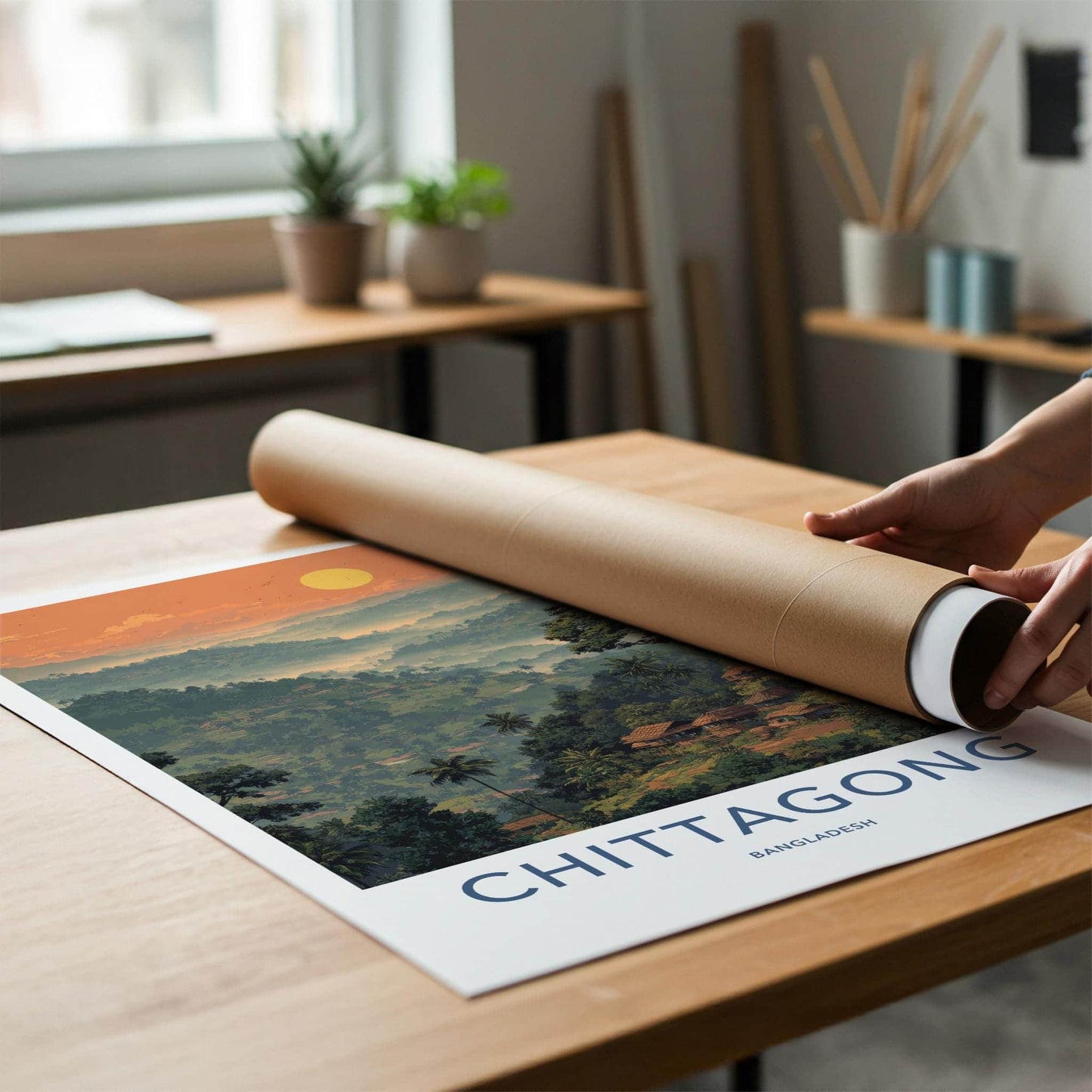 Chittagong Poster - Bangladesh Travel Art - Misty Tropical Village Wall Decor