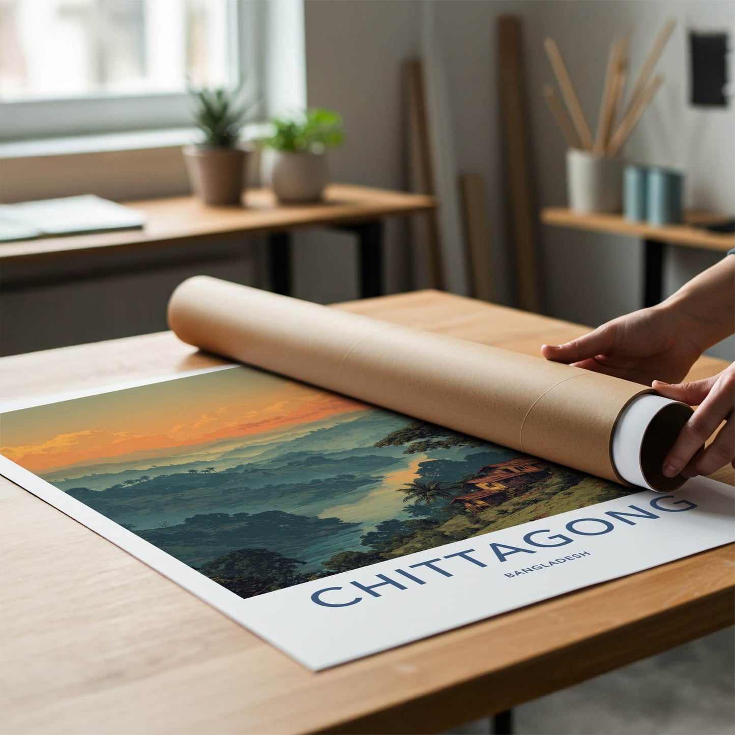 Chittagong Poster - Bangladesh Travel Print - River Valley Huts Gallery Art