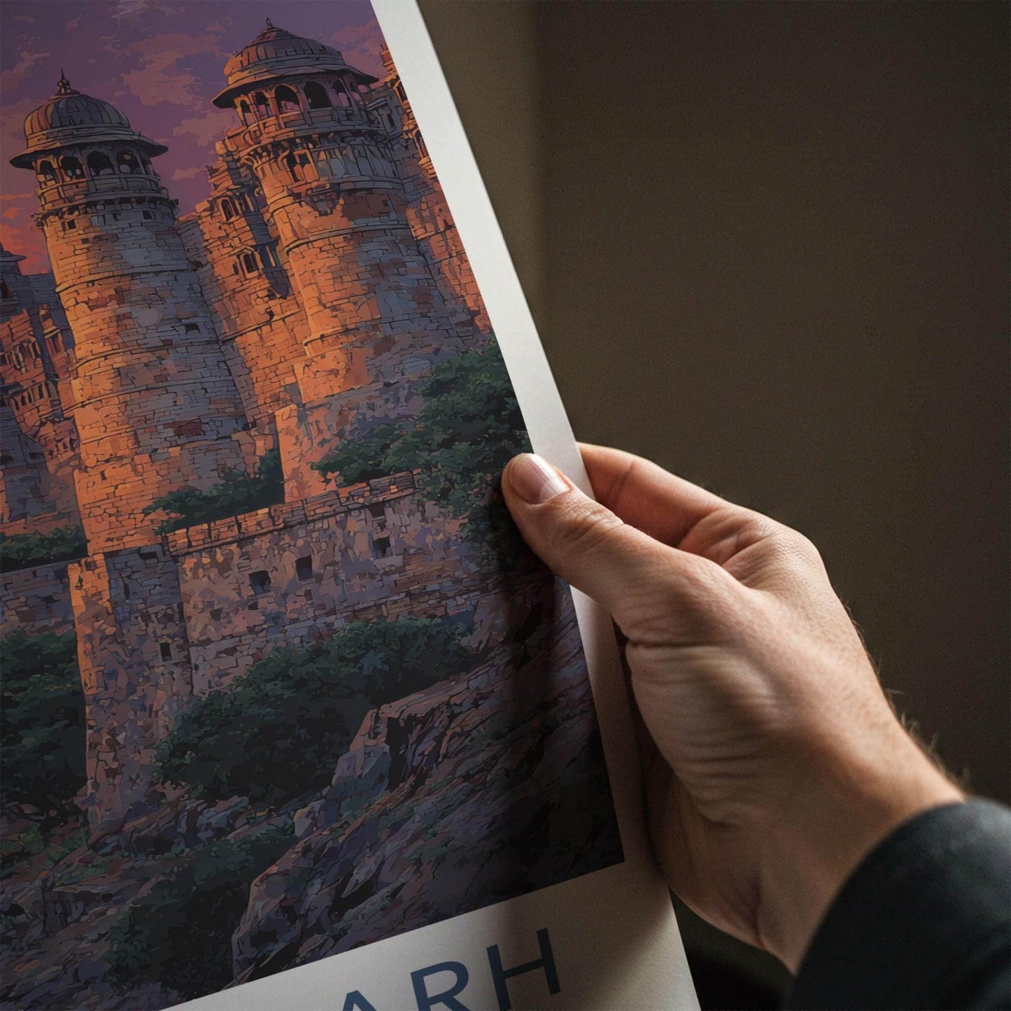 Chittorgarh Poster - India Travel Art - Rajasthan Sunset Citadel Wall Decor