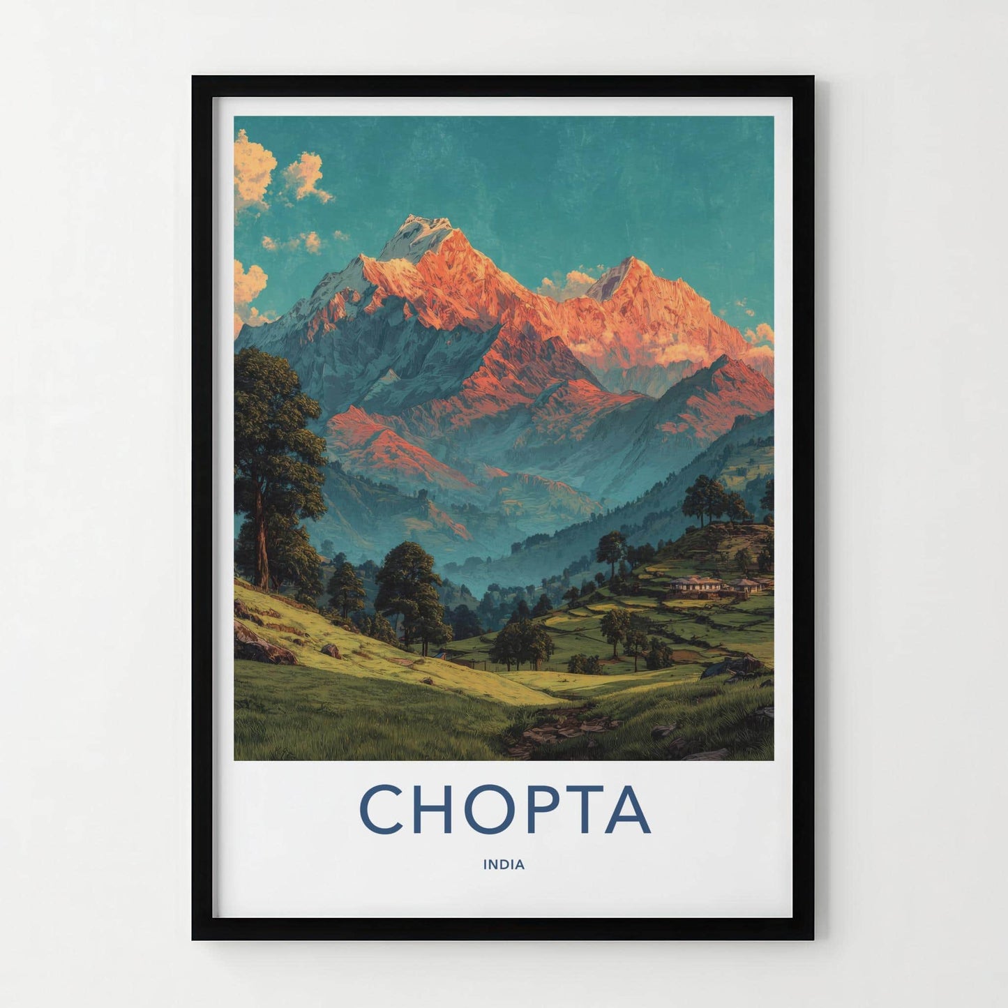 Chopta Poster - India Travel Art - Uttarakhand Glowing Peaks View Home Decor