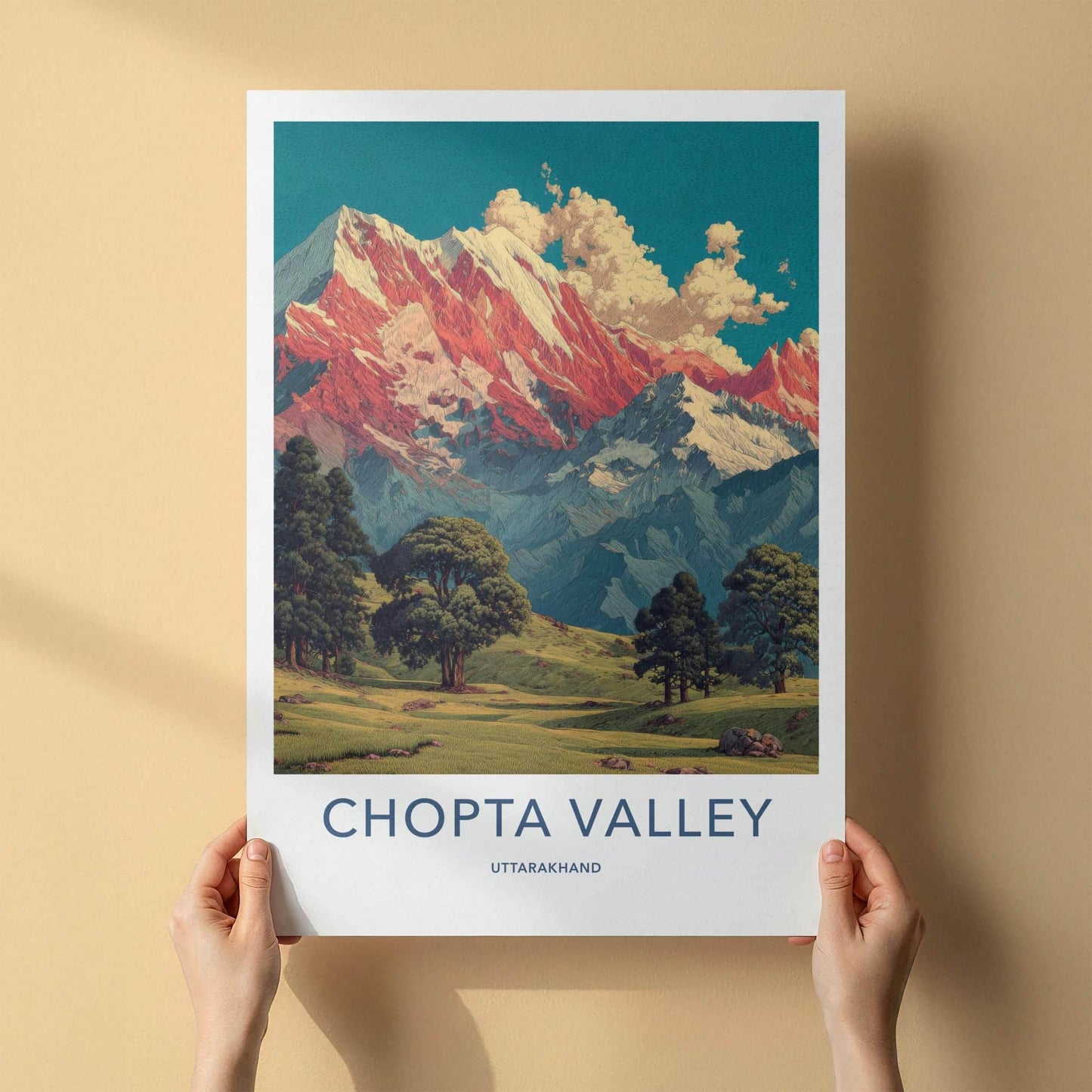 Chopta Valley Poster - India Travel Art - Uttarakhand Majestic Peaks Home Decor