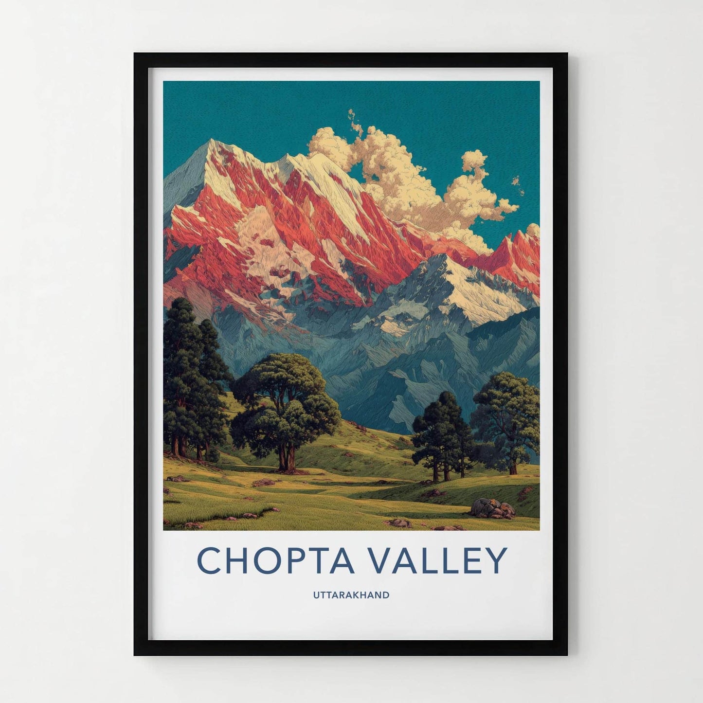 Chopta Valley Poster - India Travel Art - Uttarakhand Majestic Peaks Home Decor