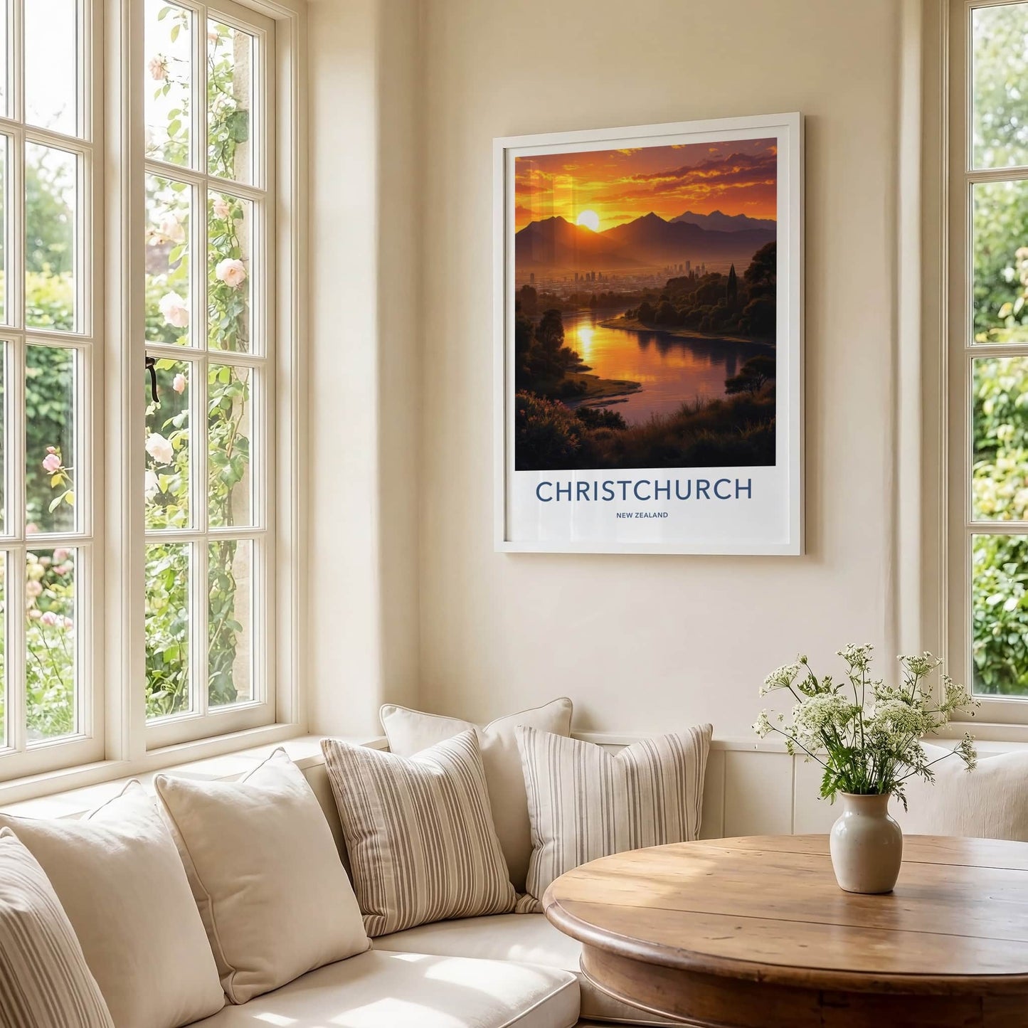 Christchurch Poster - New Zealand Travel Art - Golden River City Wall Decor