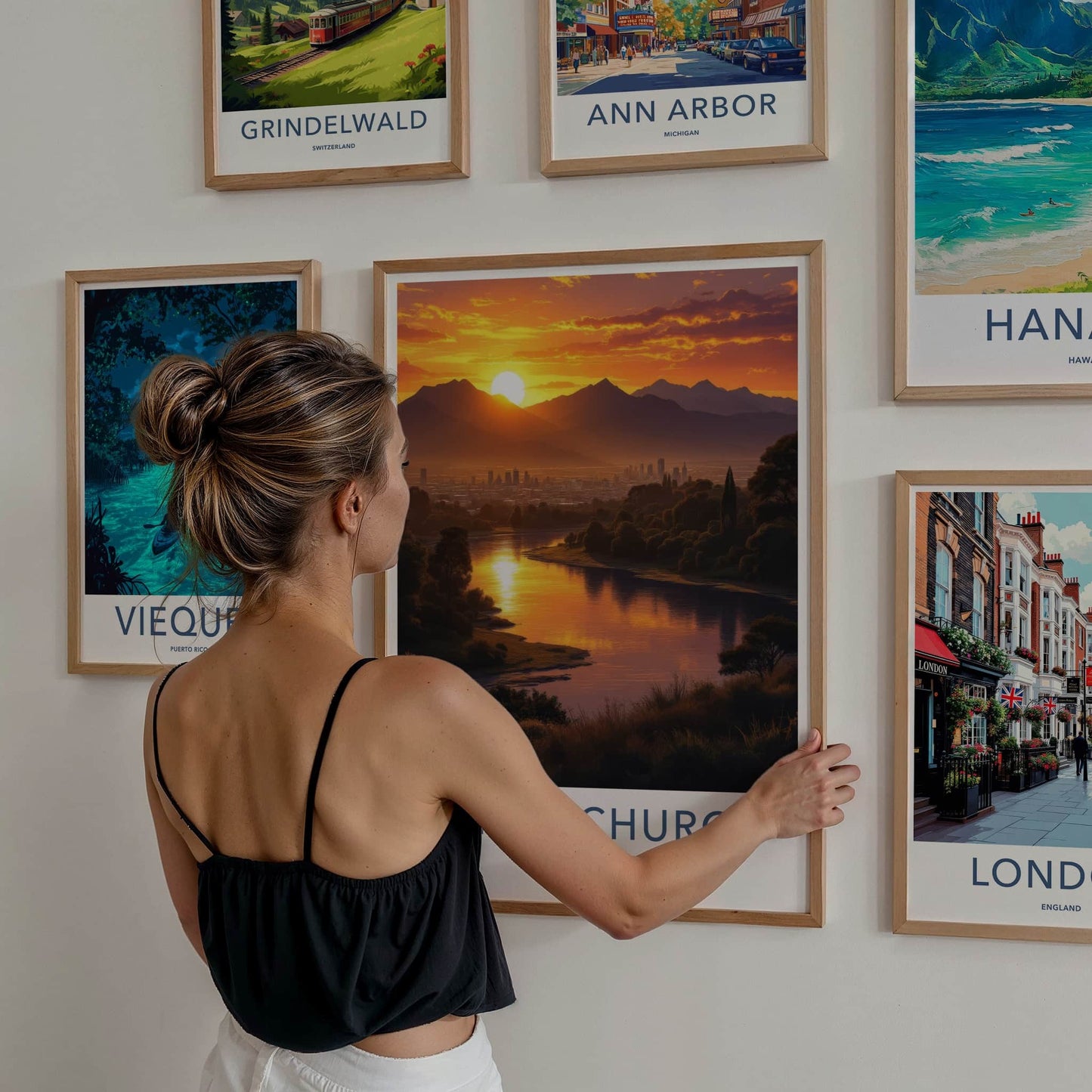 Christchurch Poster - New Zealand Travel Art - Golden River City Wall Decor