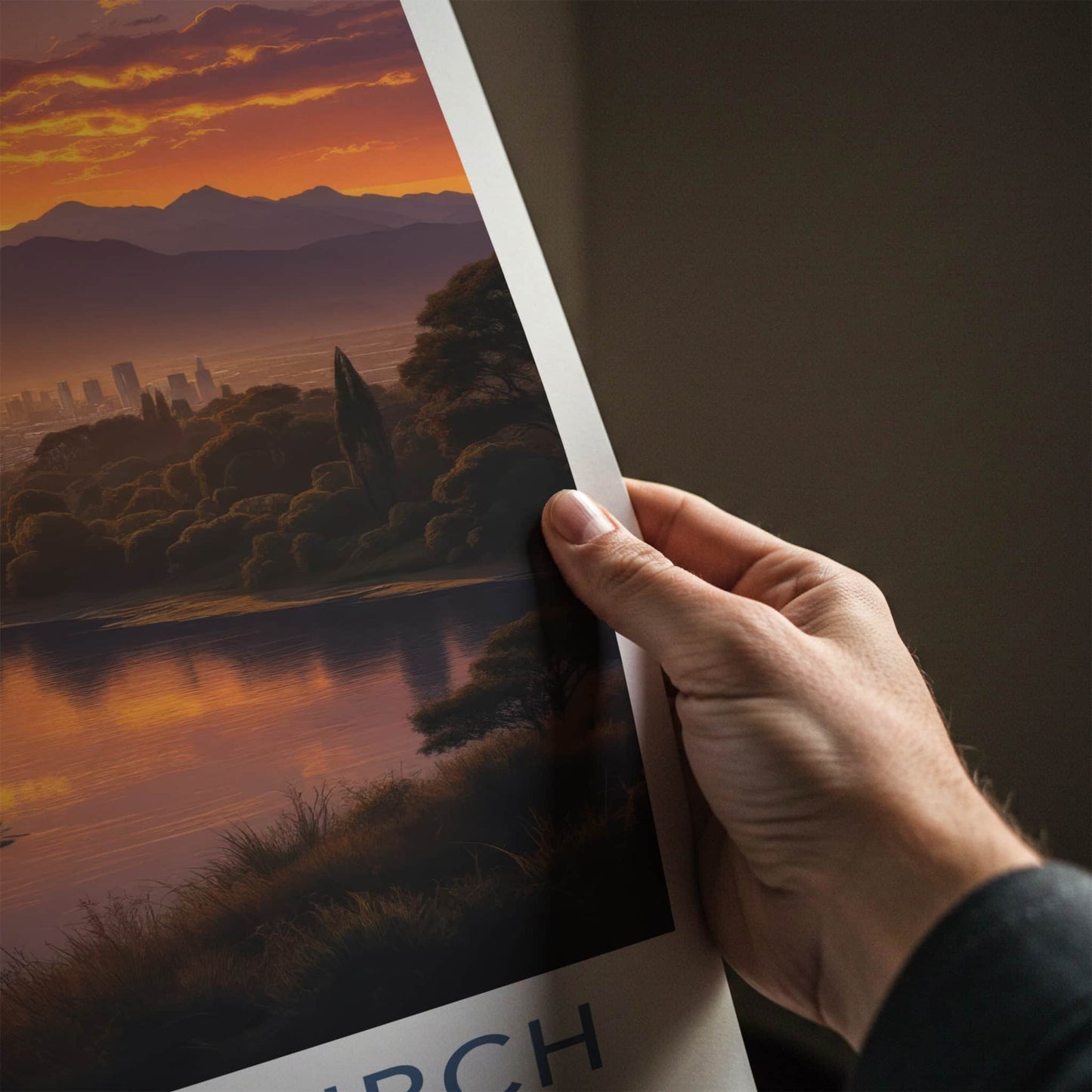 Christchurch Poster - New Zealand Travel Art - Golden River City Wall Decor
