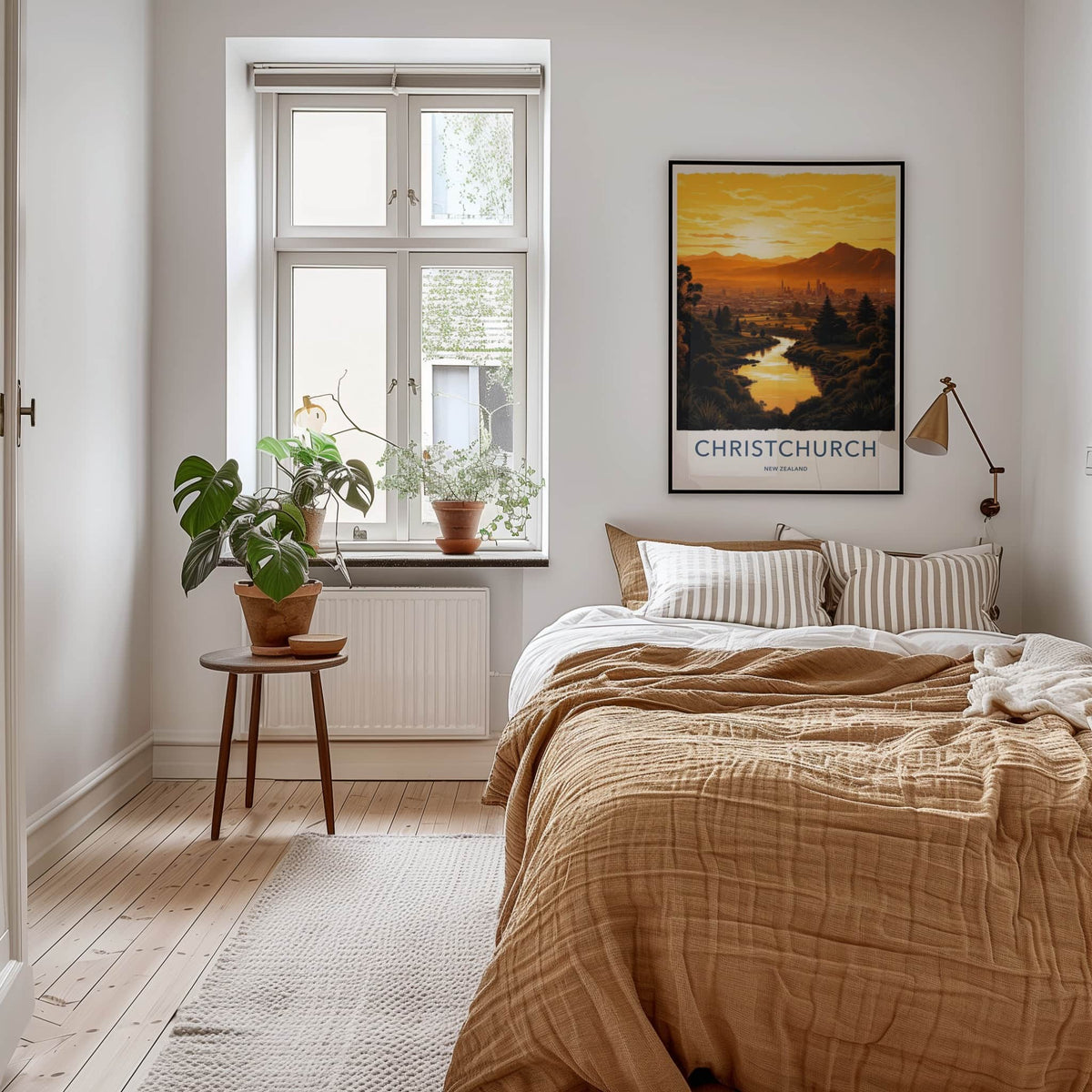 Christchurch Poster - New Zealand Travel Art - Sunset City River Home Decor
