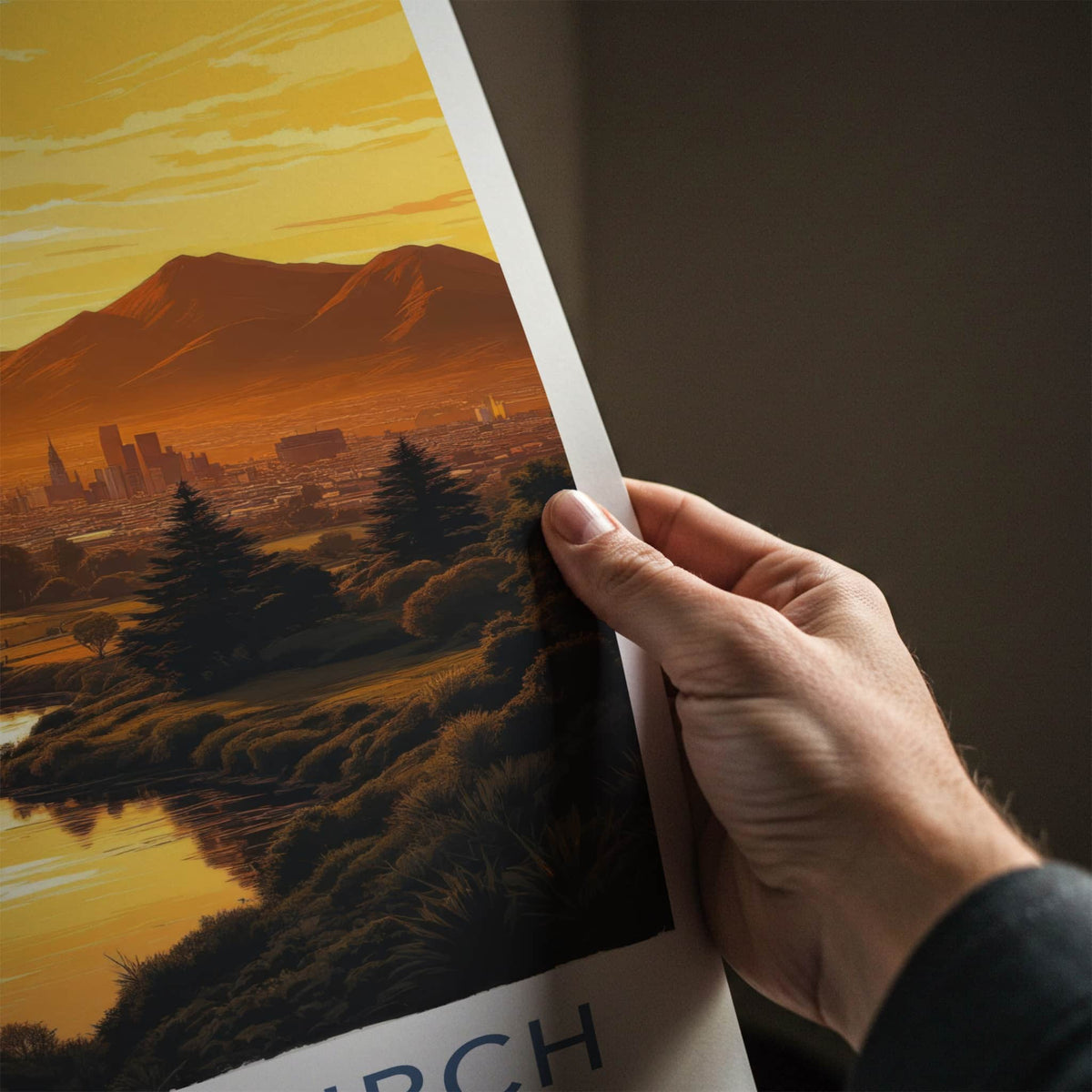 Christchurch Poster - New Zealand Travel Art - Sunset City River Home Decor