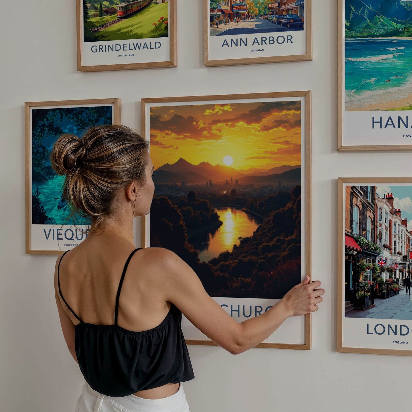 Christchurch Poster - New Zealand Travel Art - Vibrant River Sunset Wall Decor