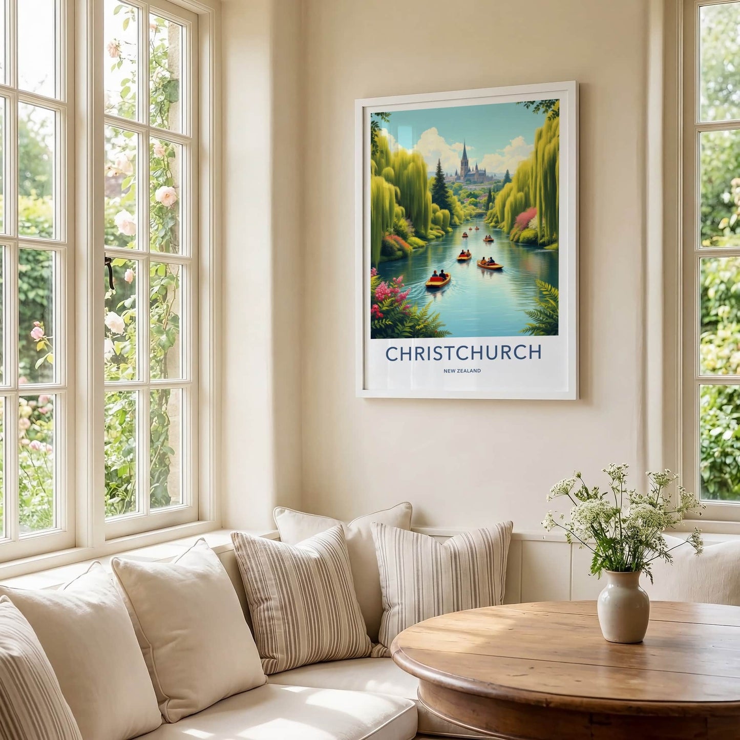 Christchurch Poster - New Zealand Travel Art - Willow River Cathedral Home Decor