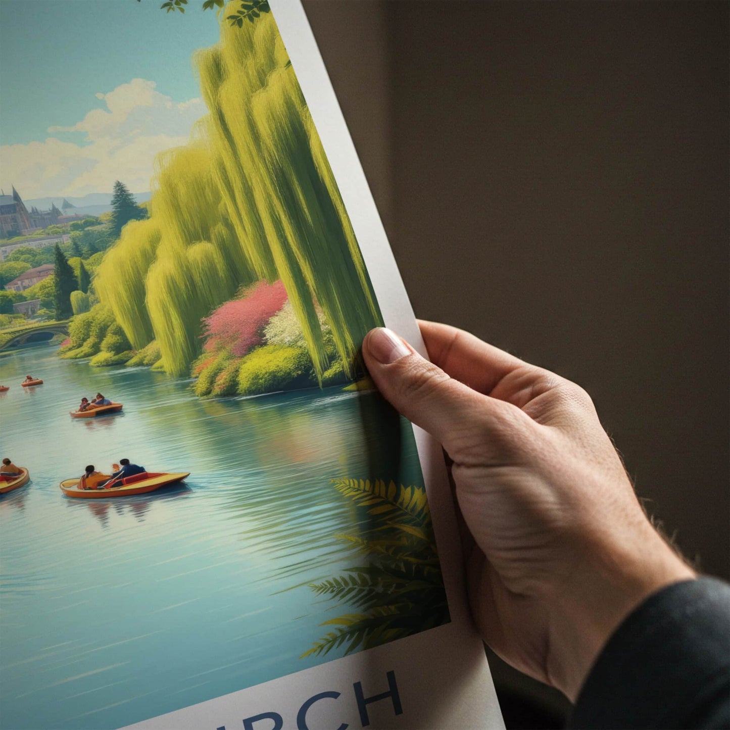 Christchurch Poster - New Zealand Travel Art - Willow River Cathedral Home Decor
