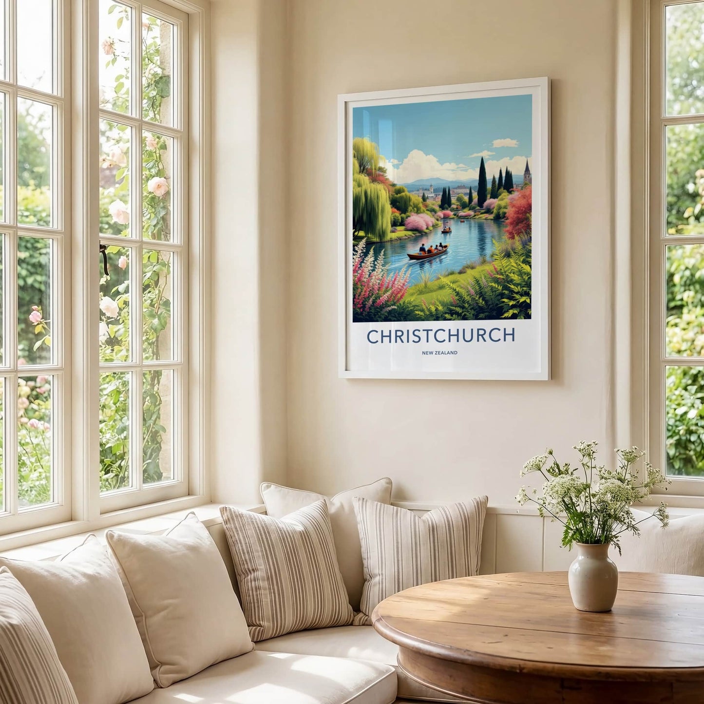 Christchurch Poster - New Zealand Travel Print - Punting Avon River Home Decor