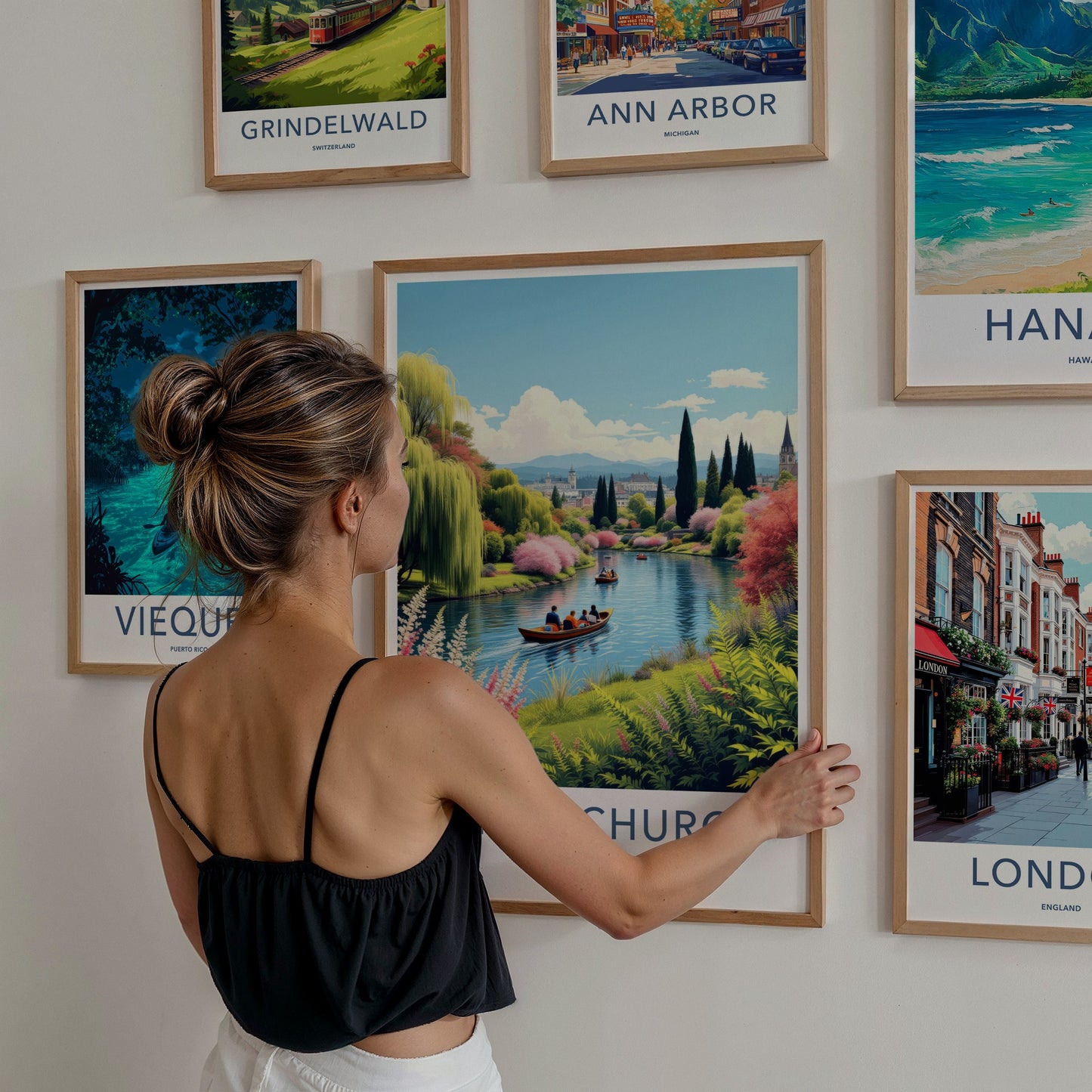 Christchurch Poster - New Zealand Travel Print - Punting Avon River Home Decor