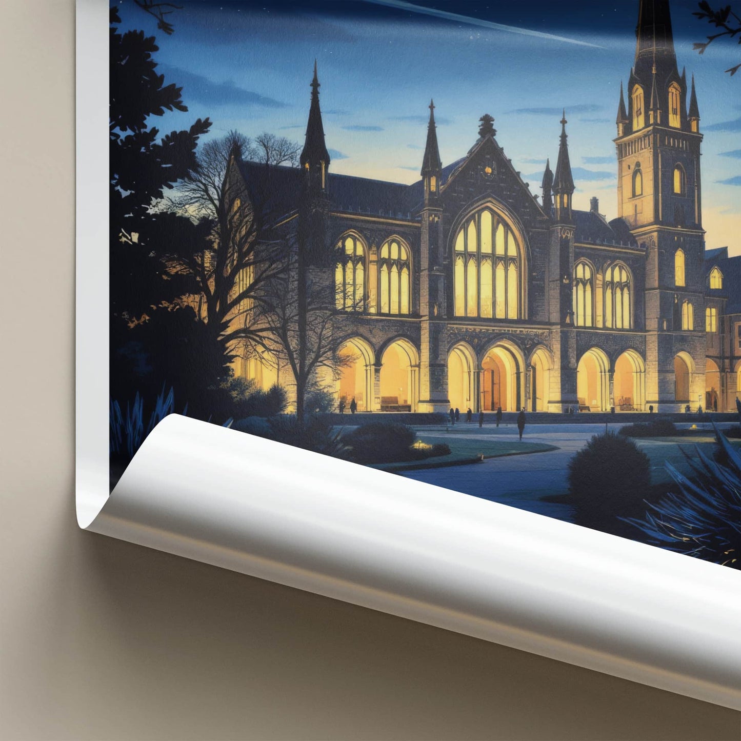 Christchurch Poster - New Zealand Wall Art - Gothic Spire Night Home Decor