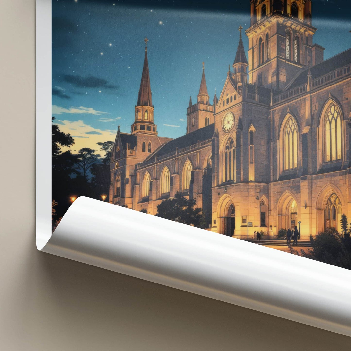 Christchurch Poster - New Zealand Wall Art - Starry Night Cathedral Home Decor