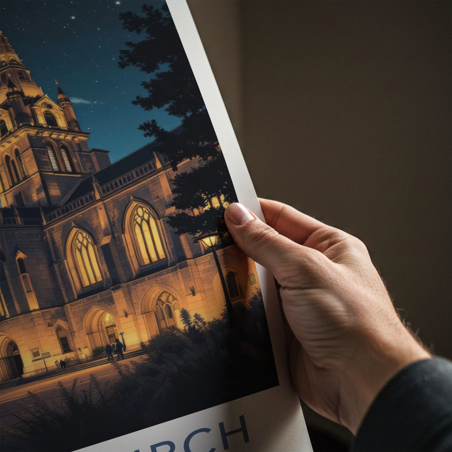 Christchurch Poster - New Zealand Wall Art - Starry Night Cathedral Home Decor