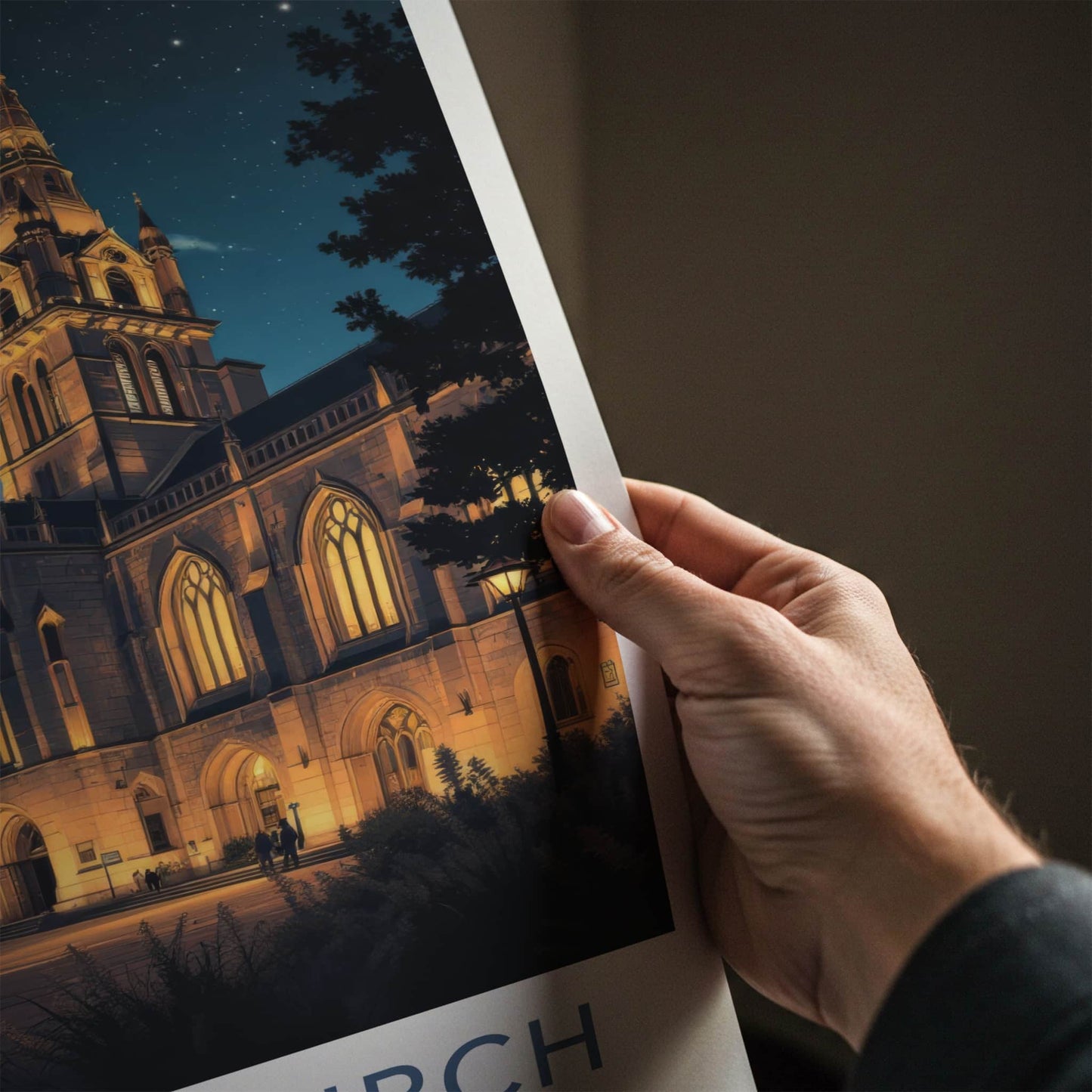 Christchurch Poster - New Zealand Wall Art - Starry Night Cathedral Home Decor