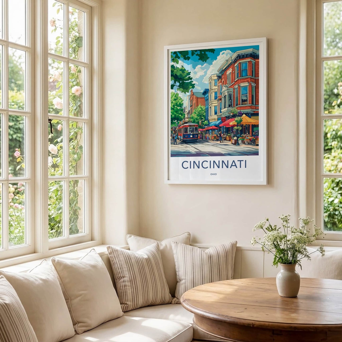 Cincinnati Poster - Ohio Travel Art - Lively City Street Home Decor