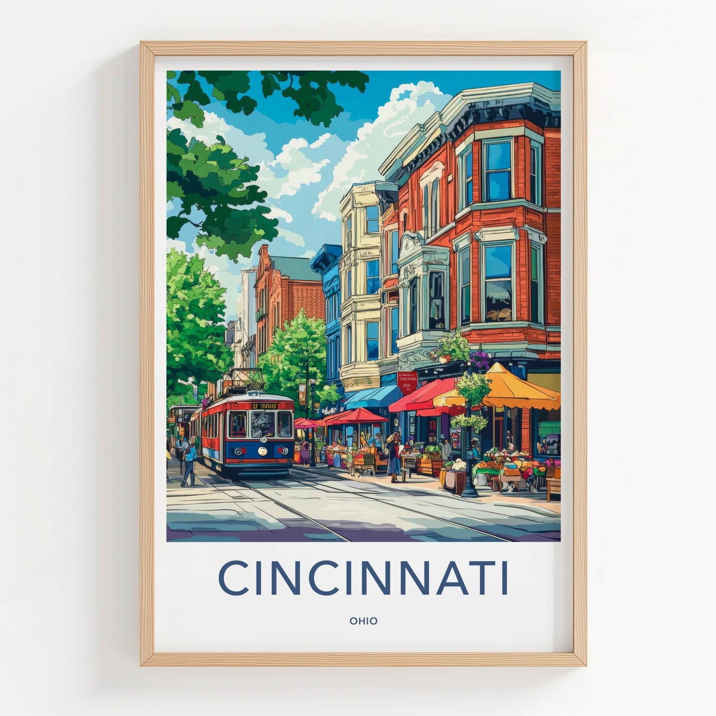 Cincinnati Poster - Ohio Travel Art - Lively City Street Home Decor