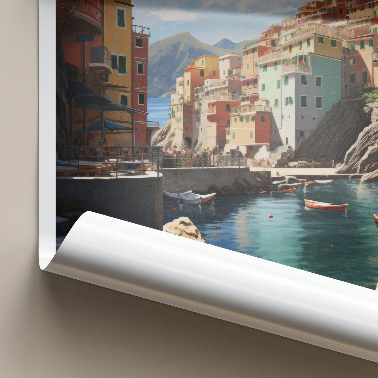 Cinque Terre Poster - Italy Travel Art - Coastal Village Boats Home Decor