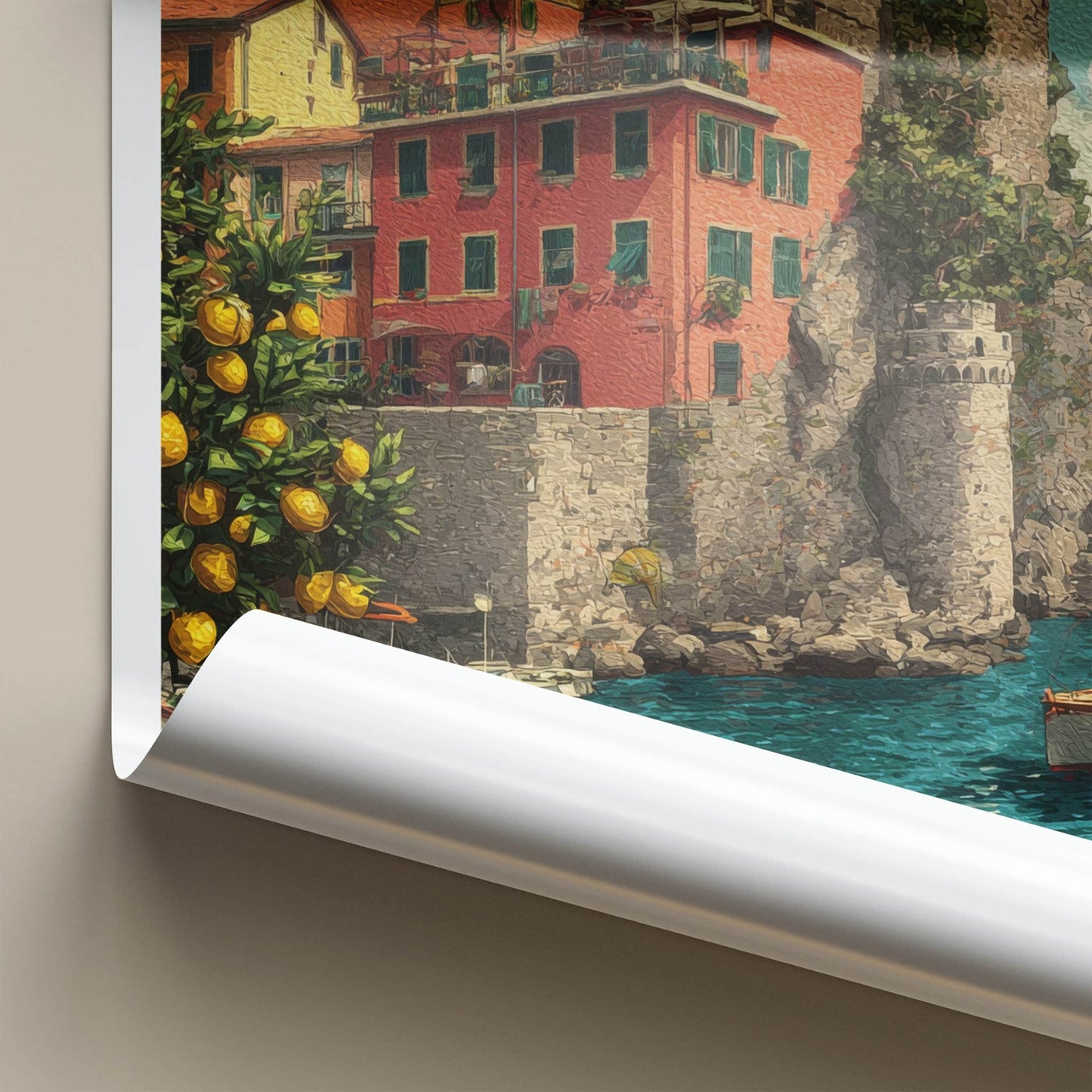 Cinque Terre Poster - Italy Travel Art - Coastal Village Boats Home Decor