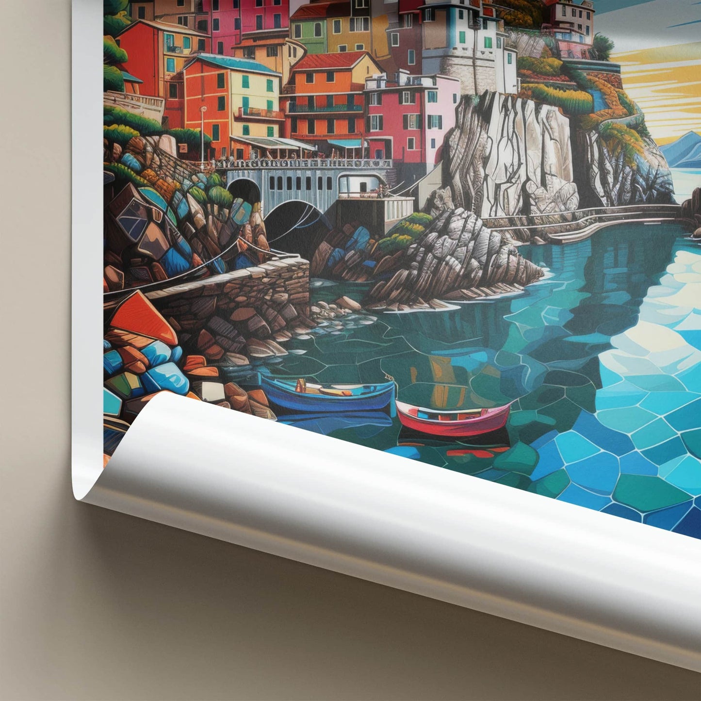 Cinque Terre Poster - Italy Travel Art - Colorful Cliffside Village Home Decor