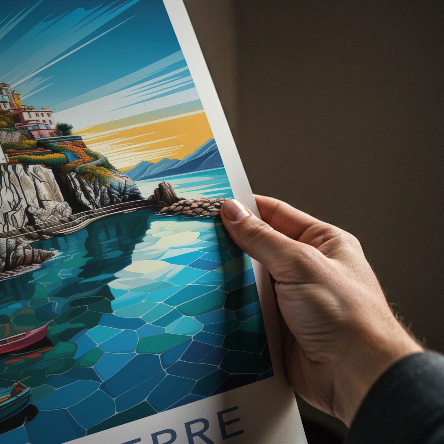 Cinque Terre Poster - Italy Travel Art - Colorful Cliffside Village Home Decor