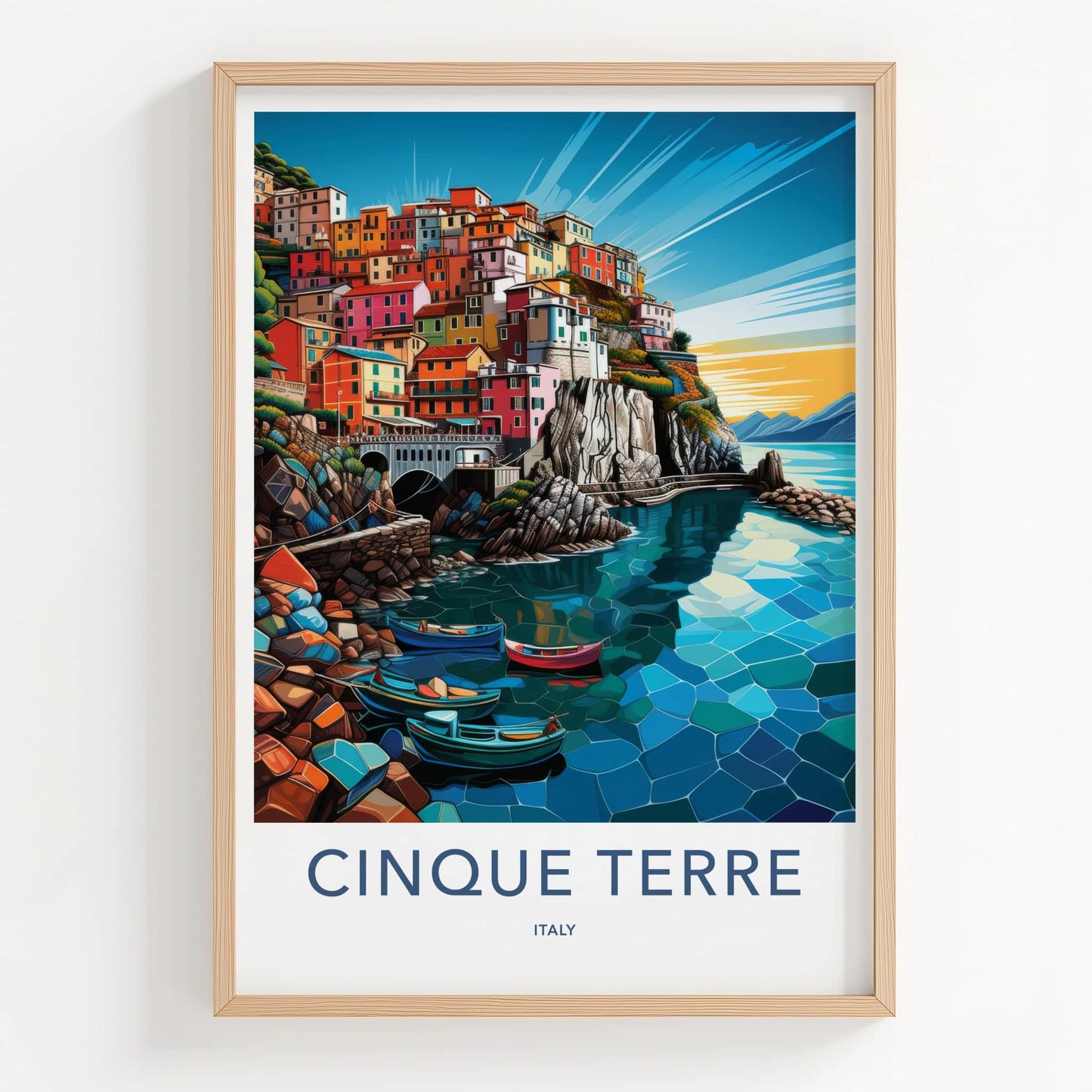 Cinque Terre Poster - Italy Travel Art - Colorful Cliffside Village Home Decor