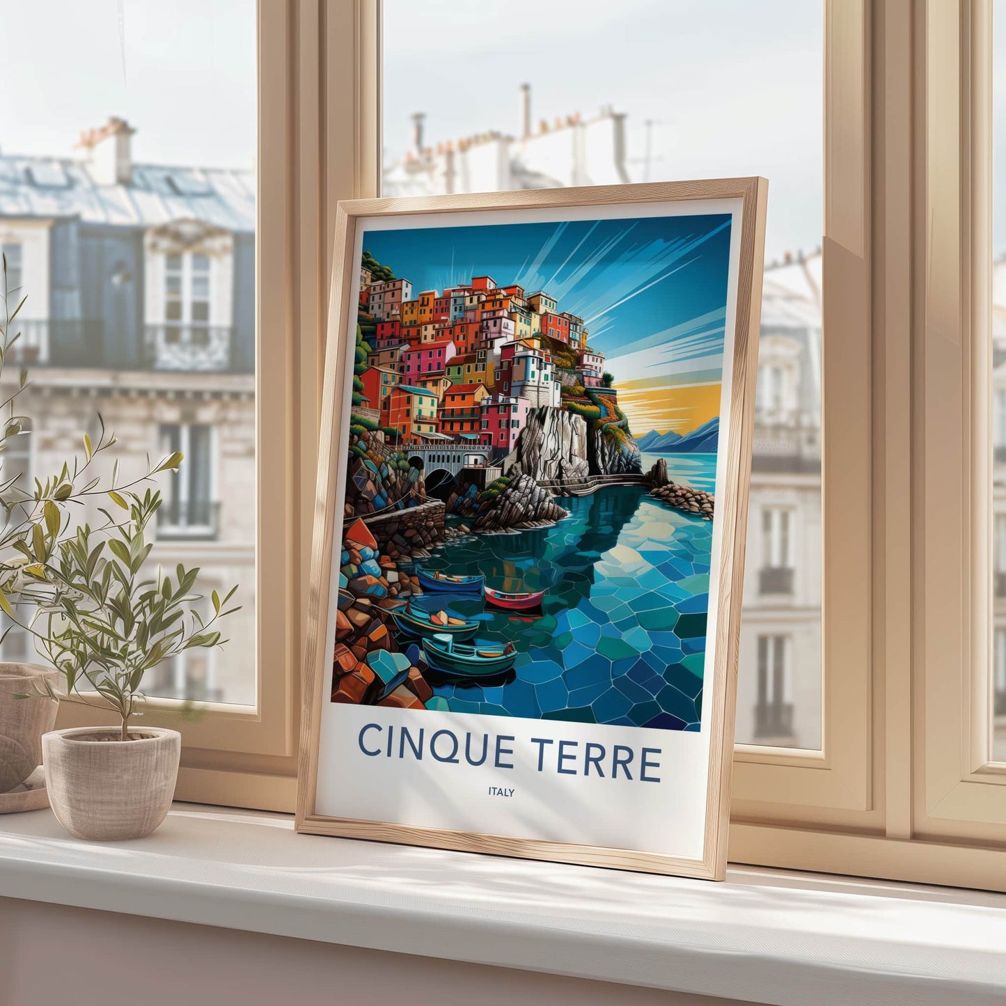 Cinque Terre Poster - Italy Travel Art - Colorful Cliffside Village Home Decor