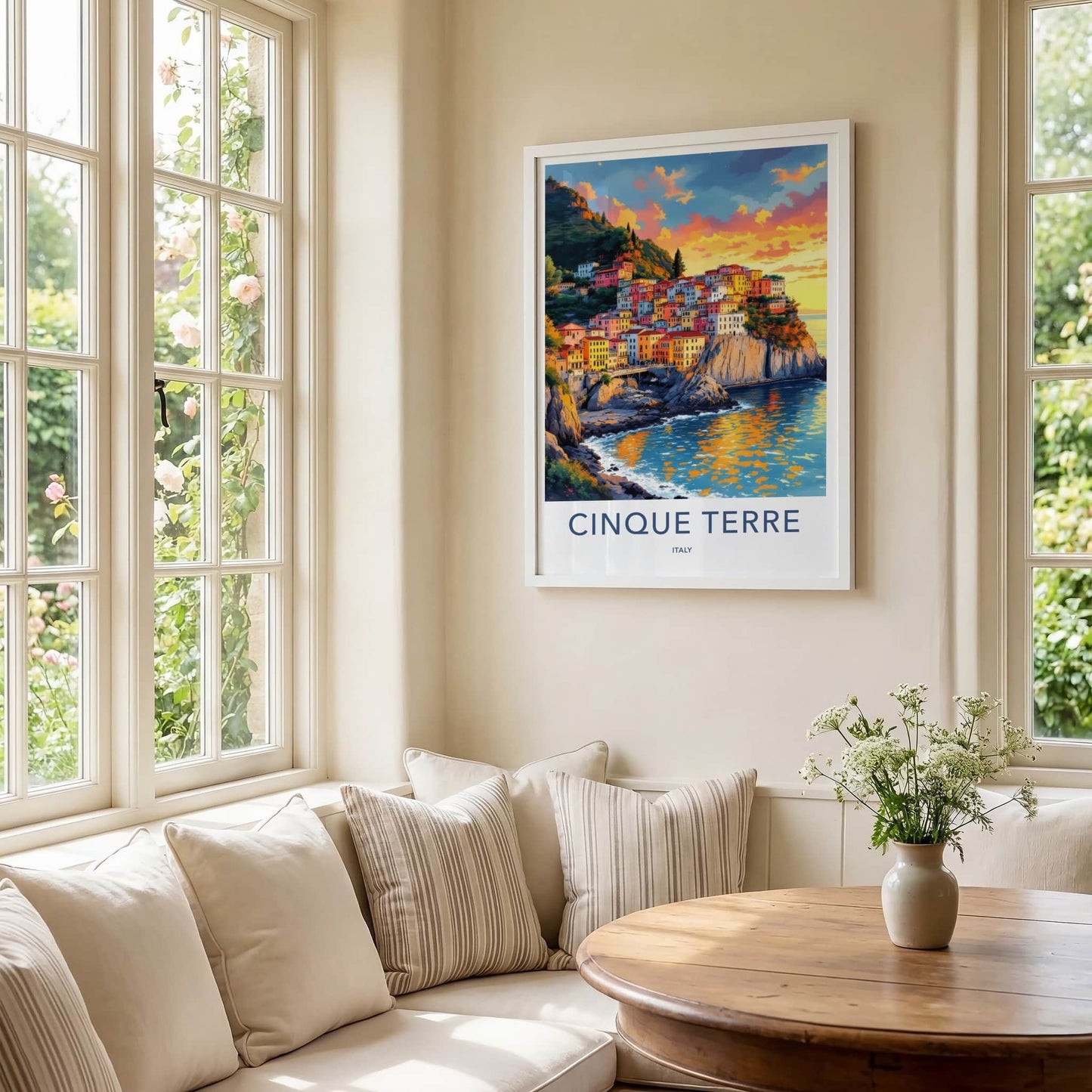 Cinque Terre Poster - Italy Travel Art - Vibrant Cliffside Village Home Decor