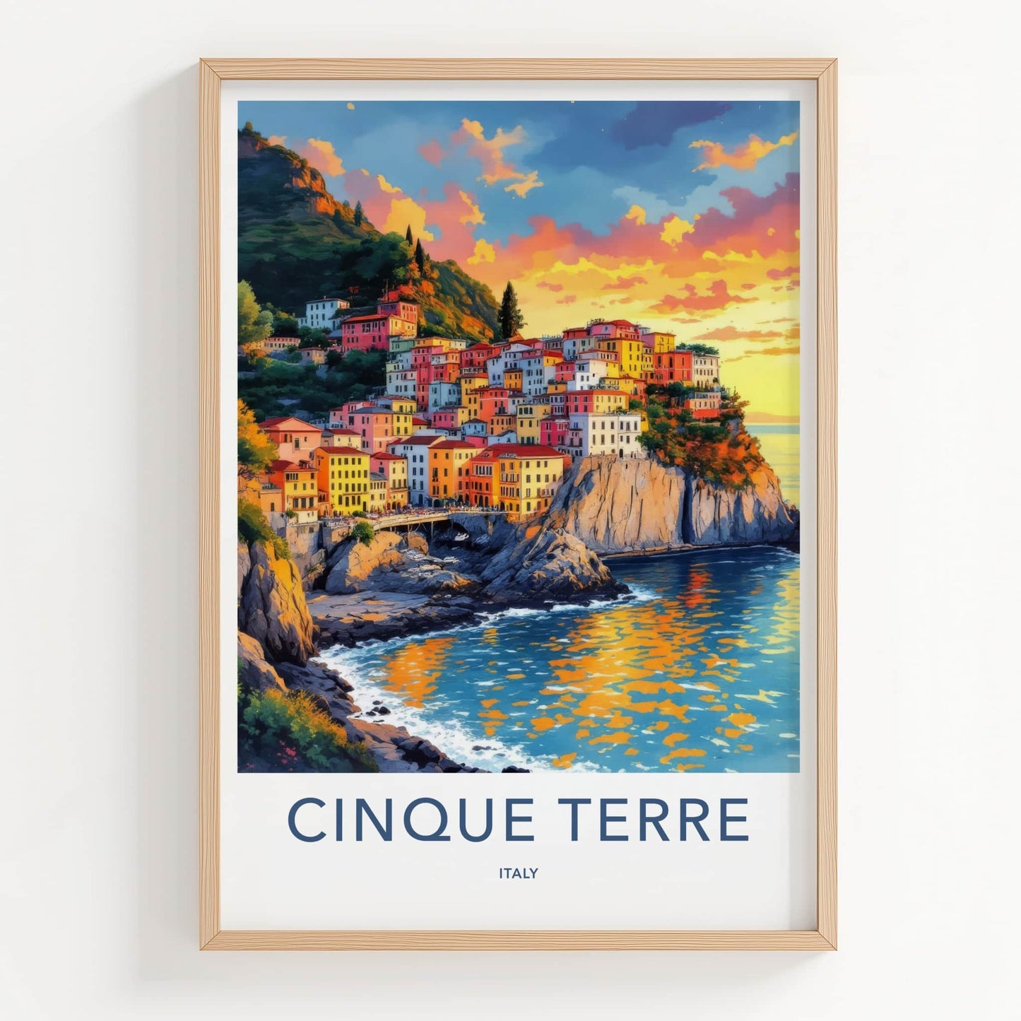 Cinque Terre Poster - Italy Travel Art - Vibrant Cliffside Village Home Decor