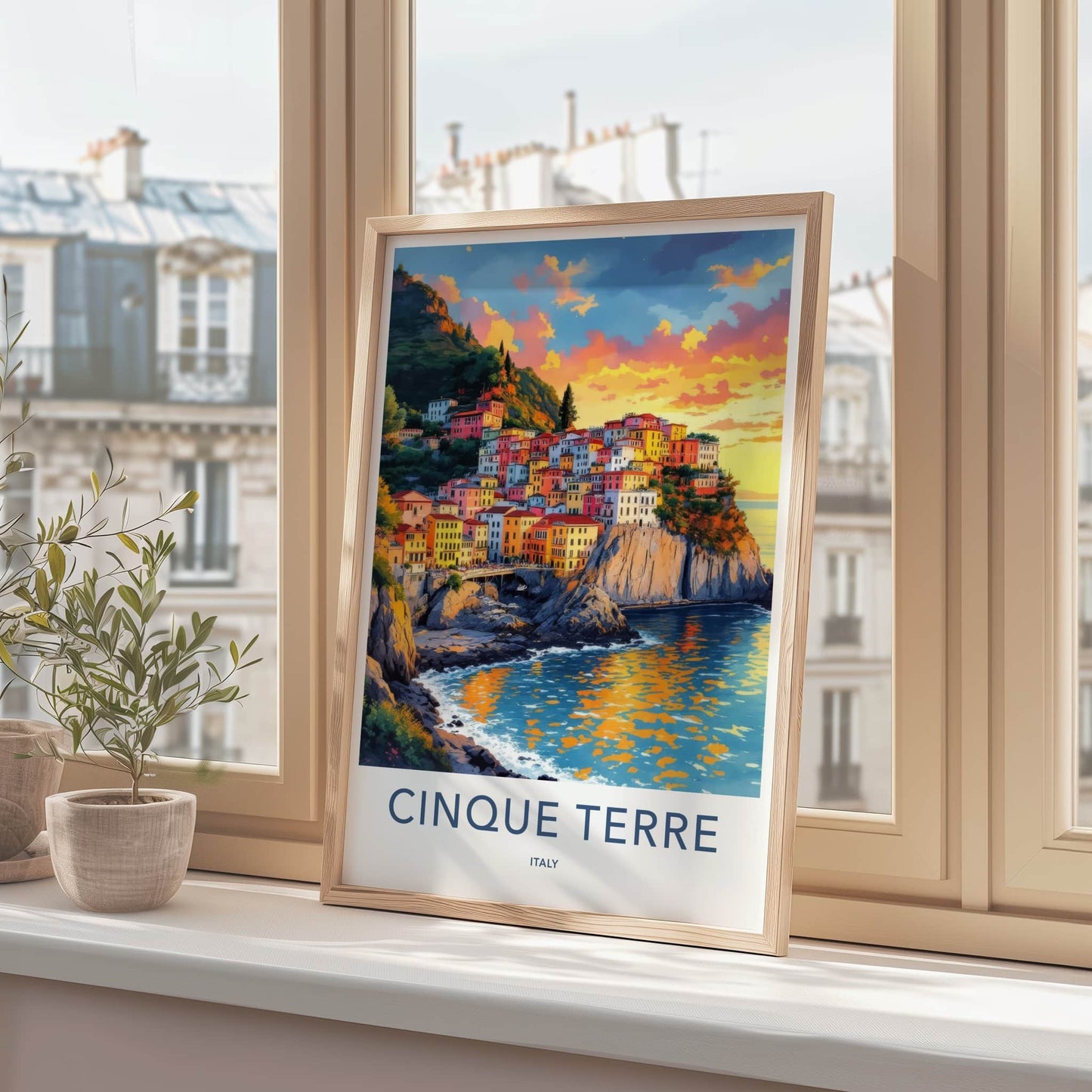 Cinque Terre Poster - Italy Travel Art - Vibrant Cliffside Village Home Decor
