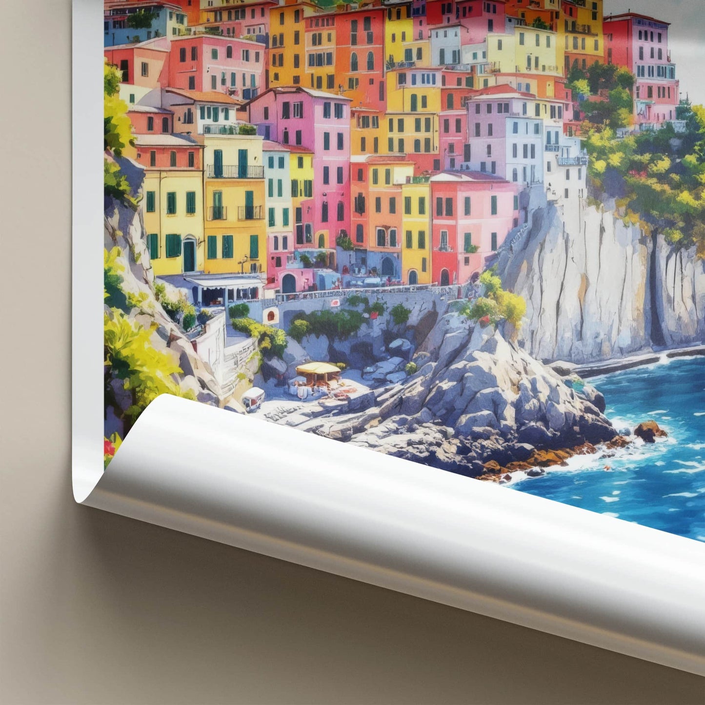 Cinque Terre Poster - Italy Travel Art - Vibrant Coastal Village Home Decor