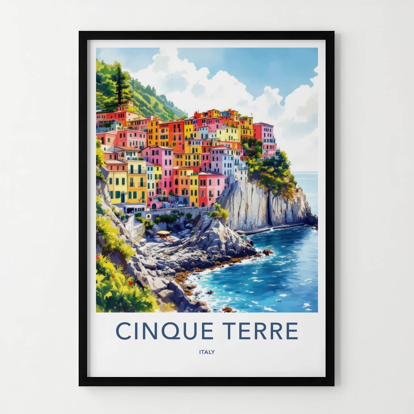 Cinque Terre Poster - Italy Travel Art - Vibrant Coastal Village Home Decor