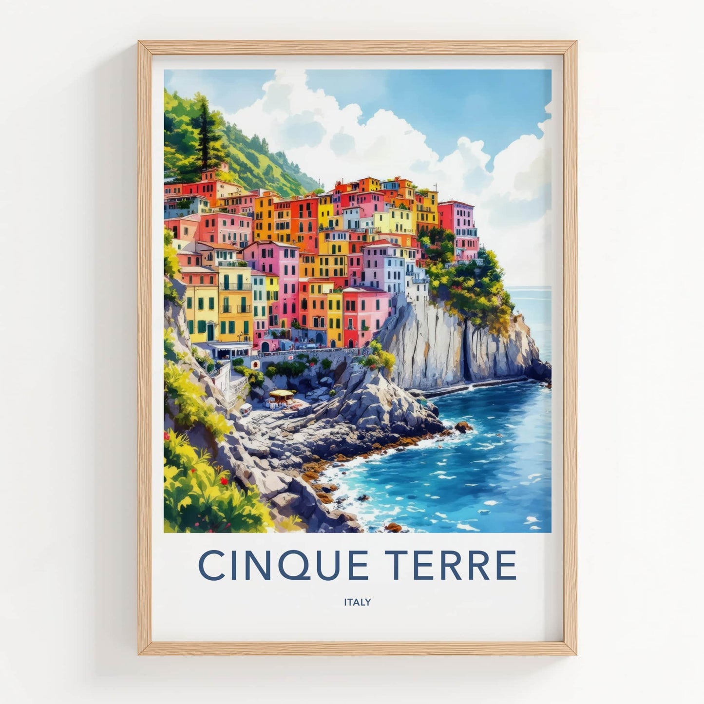 Cinque Terre Poster - Italy Travel Art - Vibrant Coastal Village Home Decor