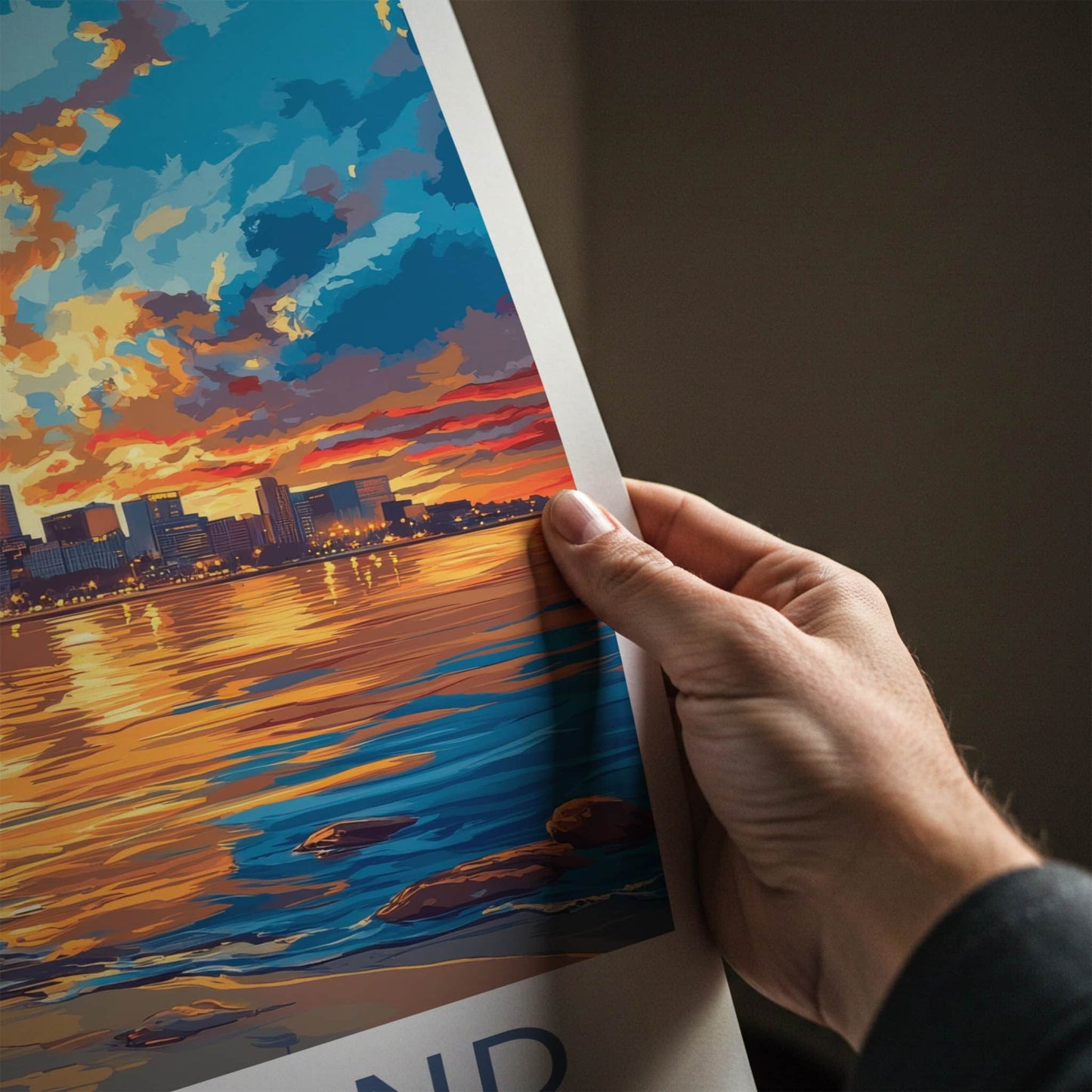 Cleveland Poster - Ohio Travel Art - Vibrant Sunset Reflections Home Decor