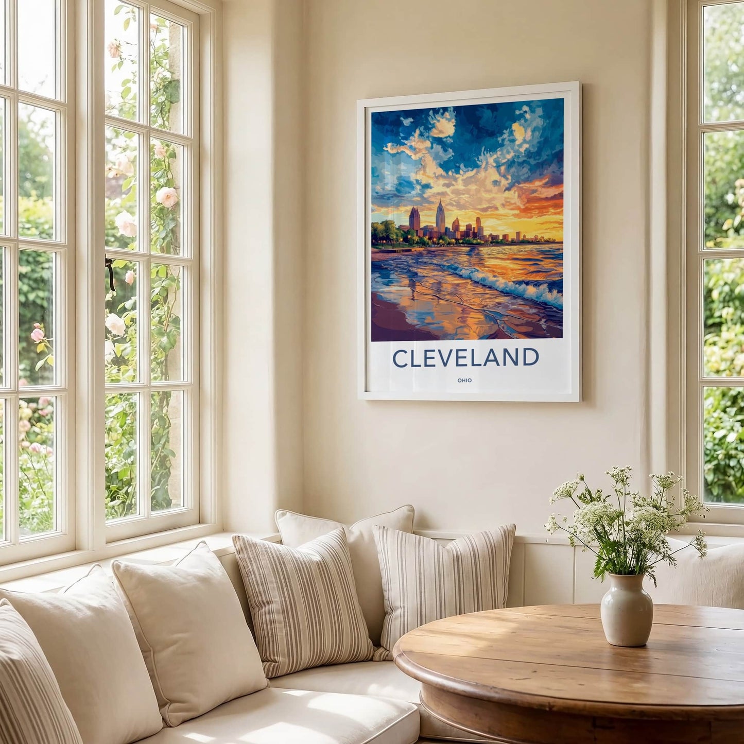 Cleveland Poster - Ohio Wall Art - Lakefront City Sunset Home Decor