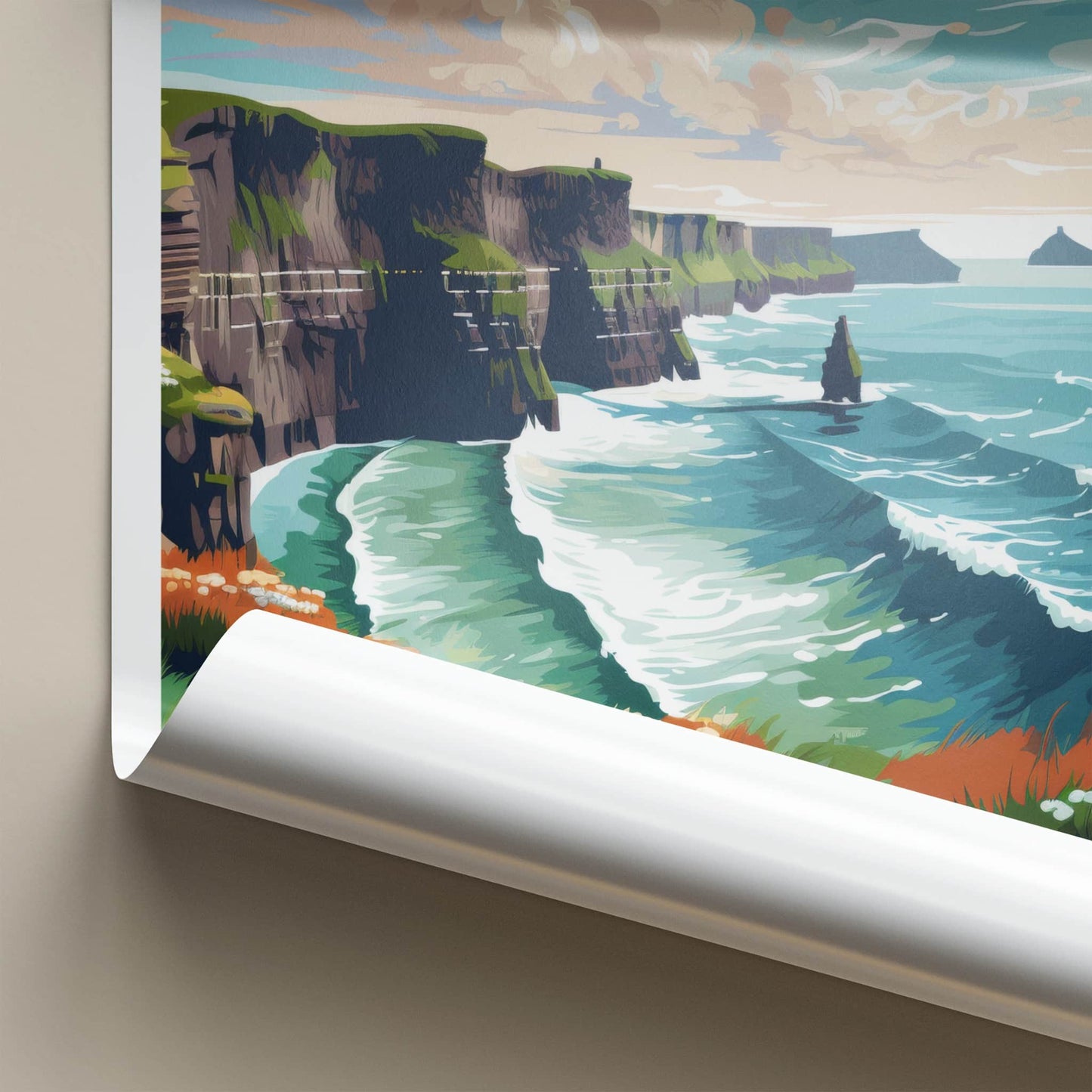 Cliffs Of Moher Poster - Ireland Framed Print - Dramatic Sea Cliffs Framed Decor