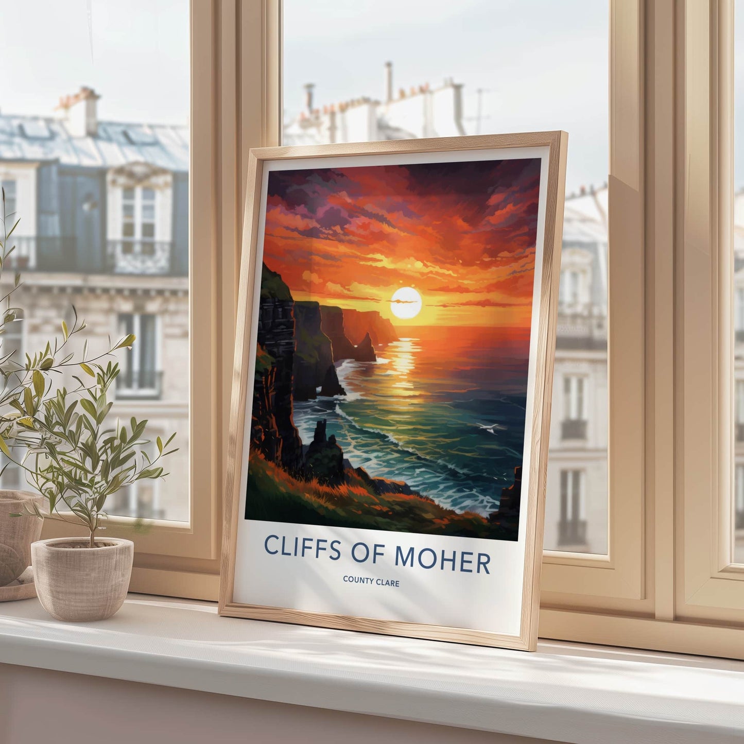 Cliffs Of Moher Poster - Ireland Travel Art - Dramatic Sunset Ocean Home Decor